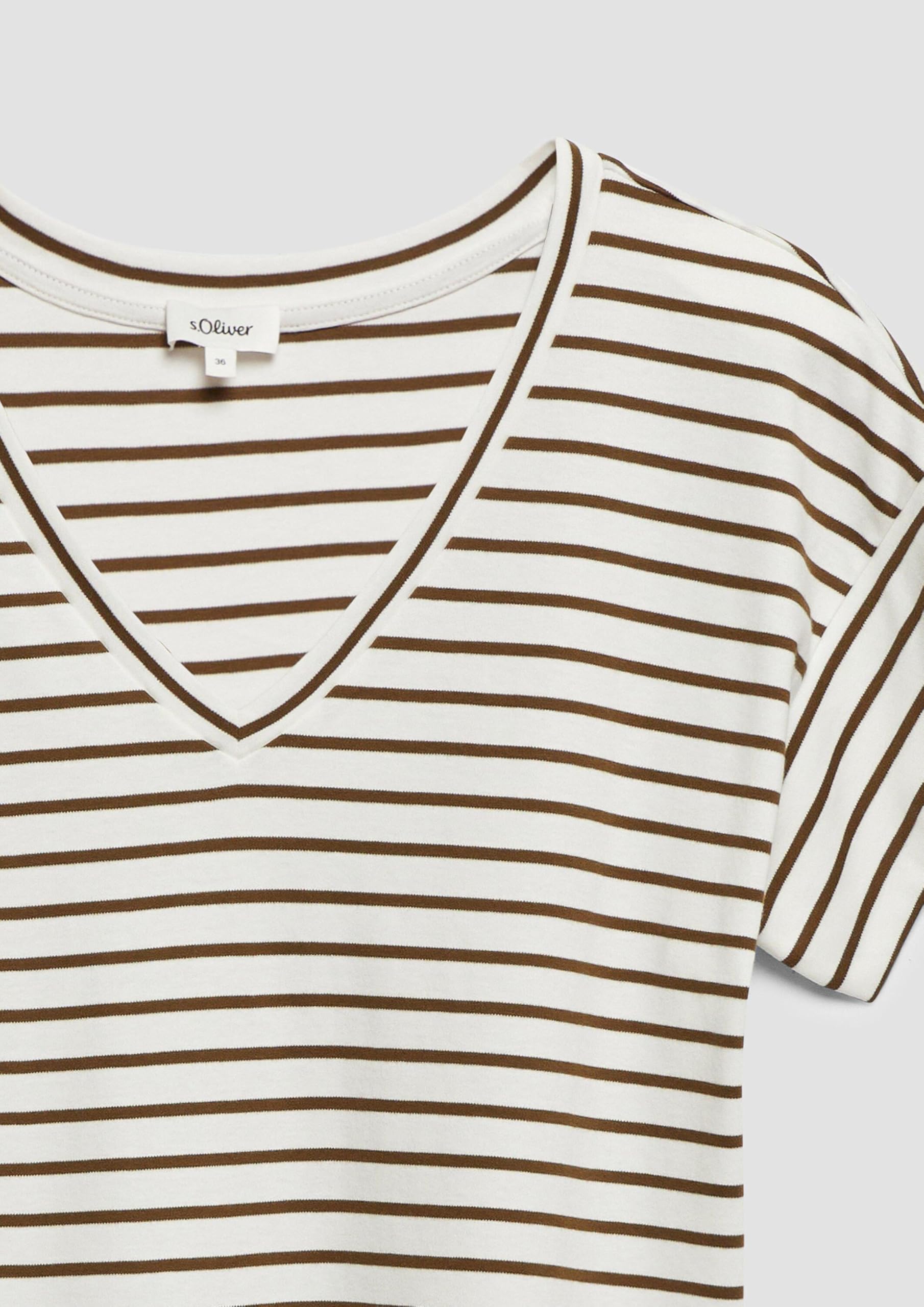 s.Oliver RED LABEL T-Shirt gestreift V-Ausschnitt Relaxed Fit