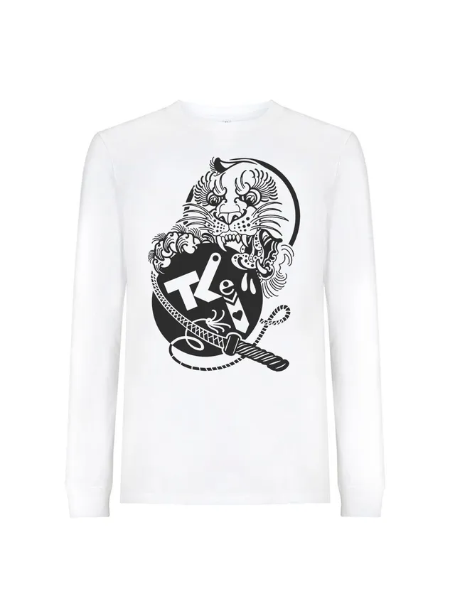 Julietta Weimer Tattoo Art Tiger Langarmshirt Weiß Bio