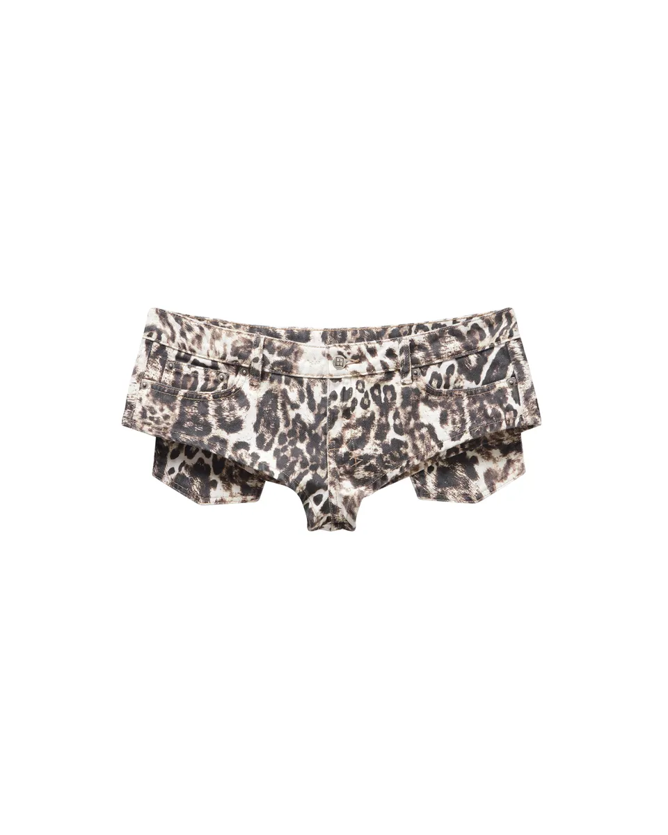 Mowalola Hot Short Shorts Cheetah low-rise 28