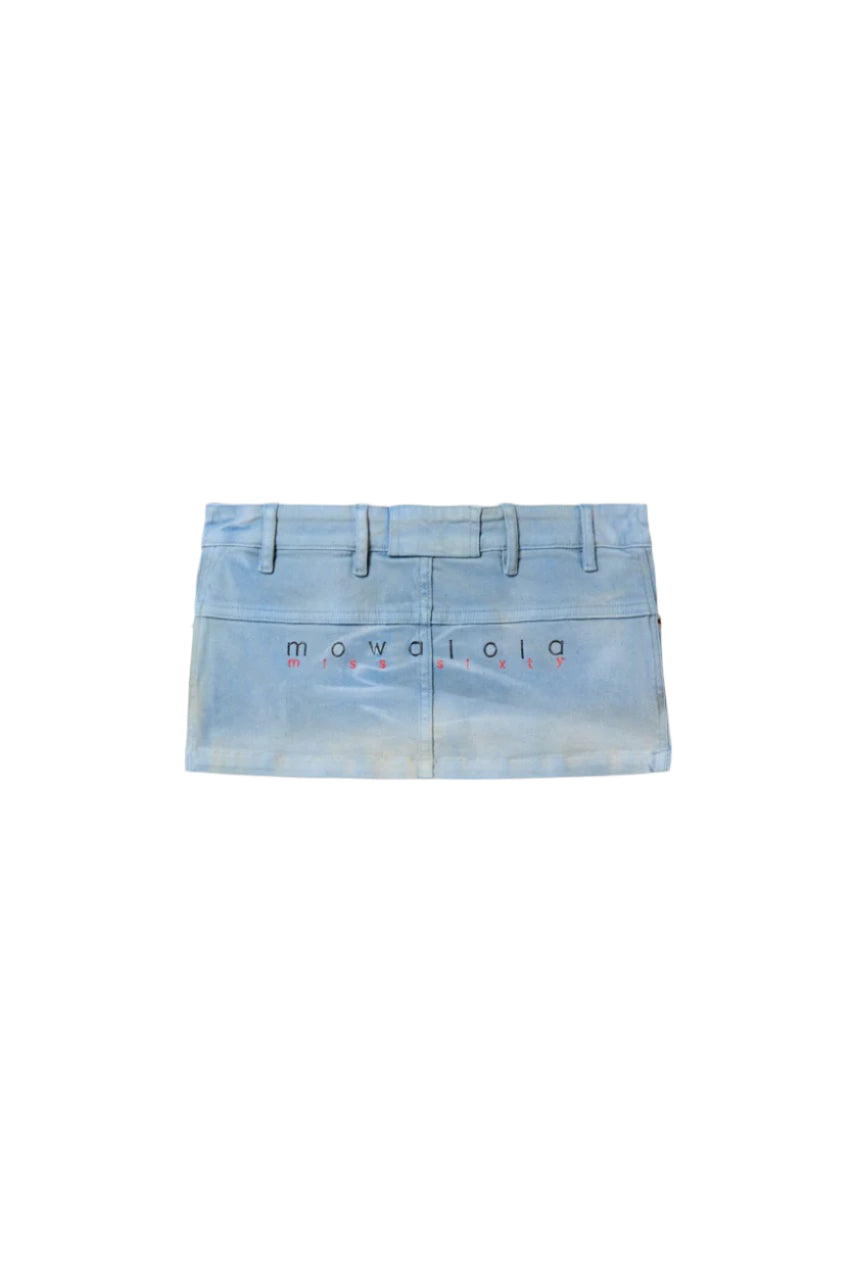 Mowalola Moto Minirock Jeans blau Denim XS