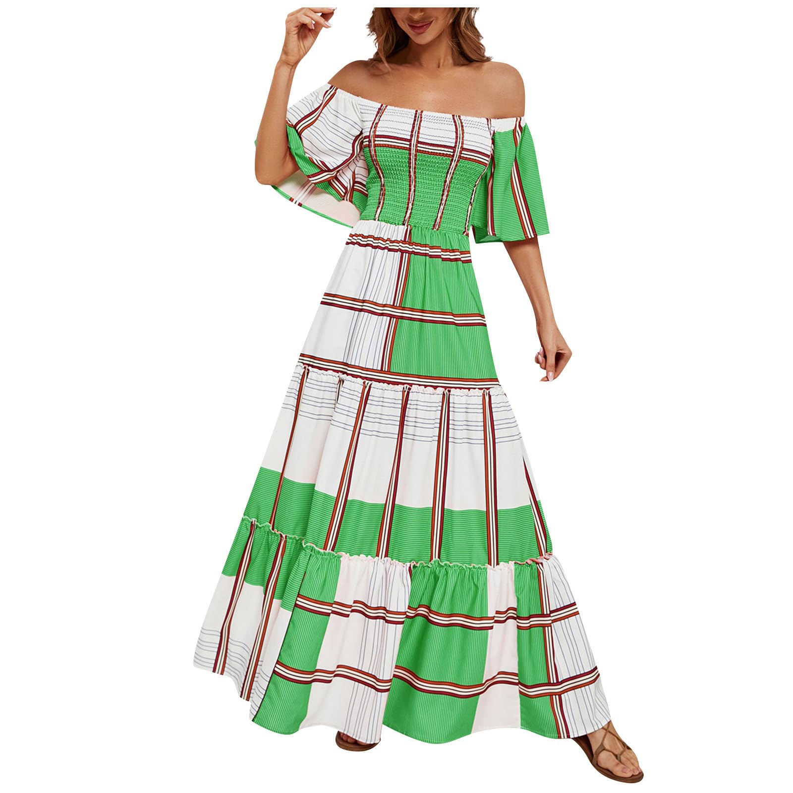 Singular AG Mexikanisches Schulterfrei Maxikleid Sommerkleid schulterfrei