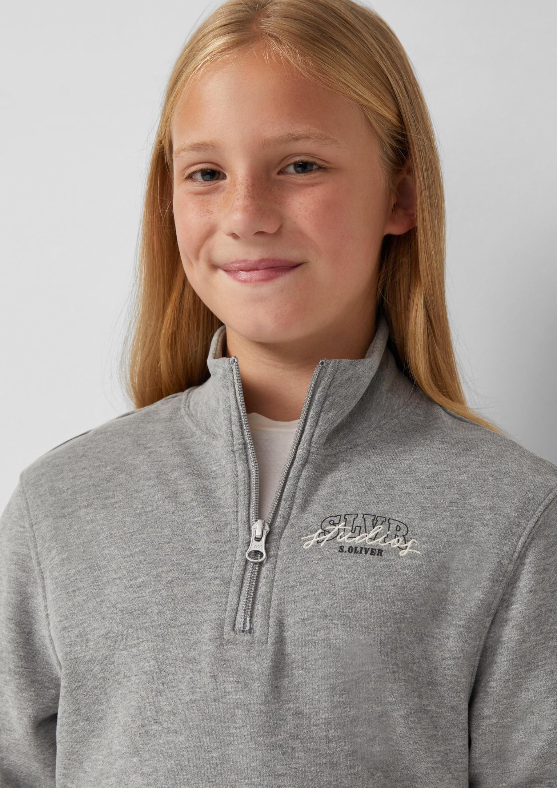 s.Oliver RED LABEL Cropped-Sweatshirt creme Stehkragen