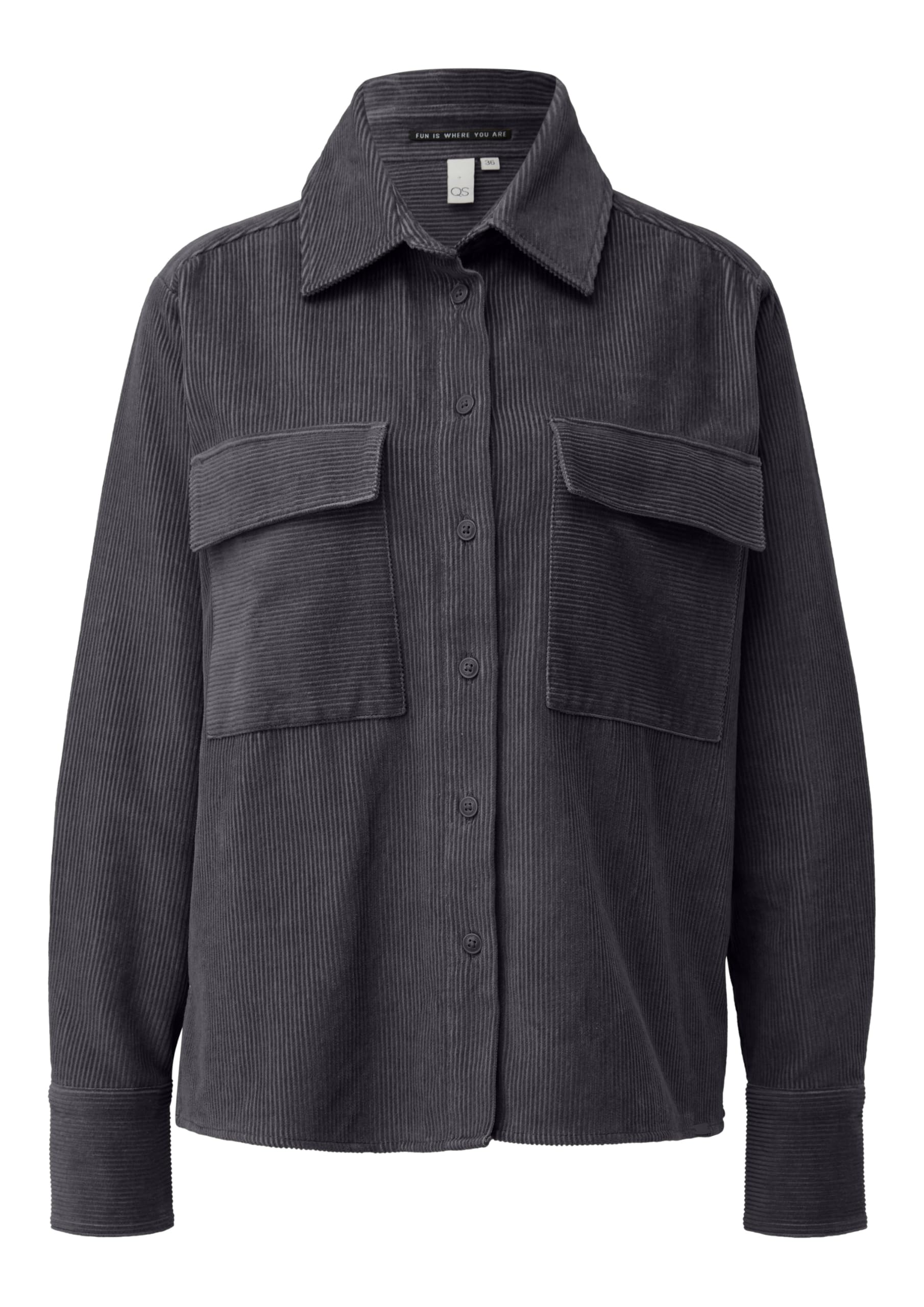 QS by s.Oliver Cord-Overshirt Brusttaschen pastelltürkis
