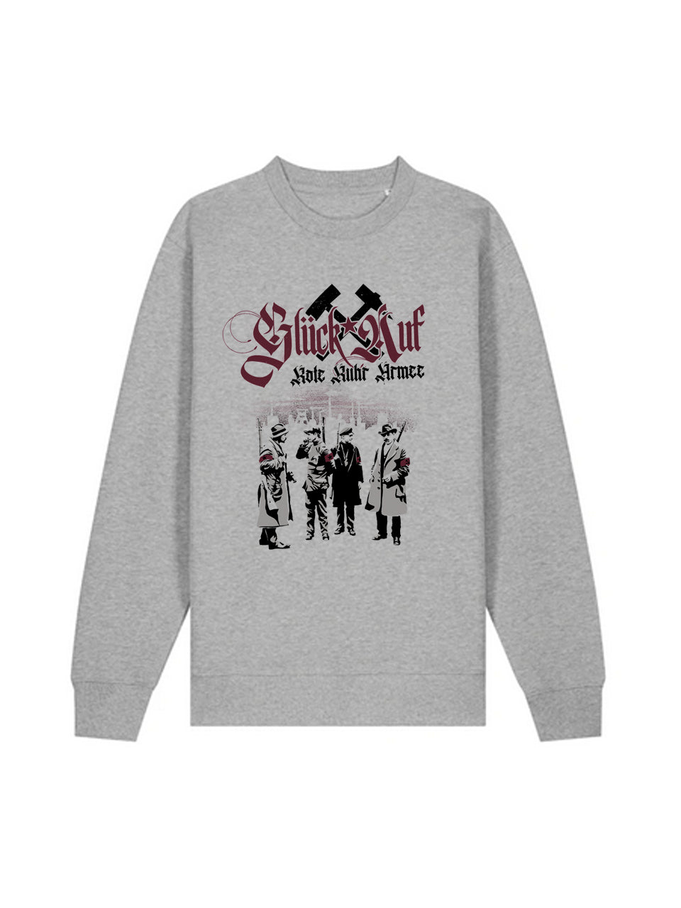 dna merch Glück auf Rote Ruhr Armee 1920 Rundhalspullover Faded White