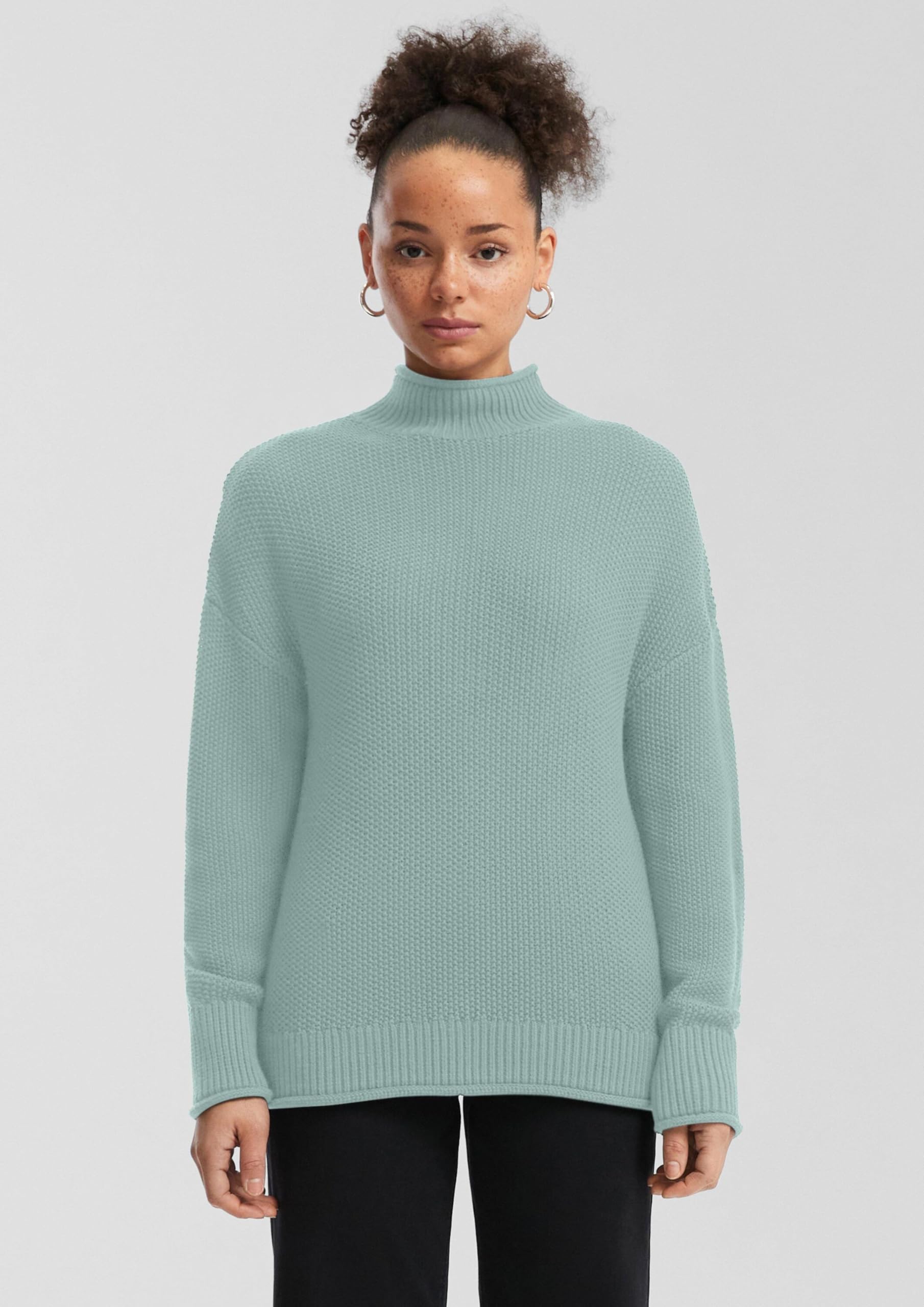 s.Oliver QS Strickpullover Stehkragen Mehrfarbig Baumwollmix