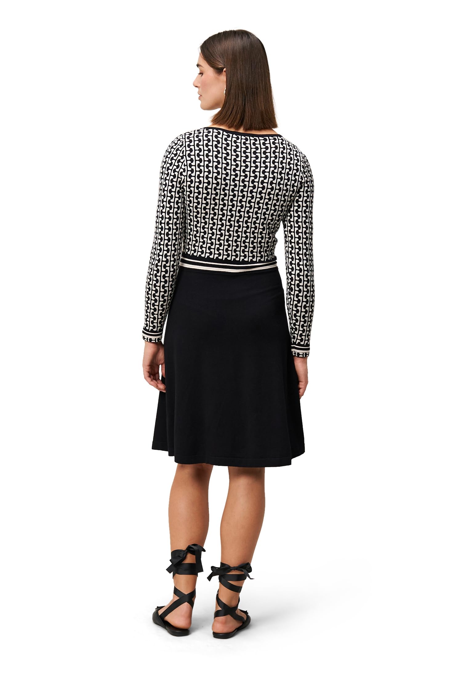 zero Strickkleid grafisches Muster 40 BlackCream midi