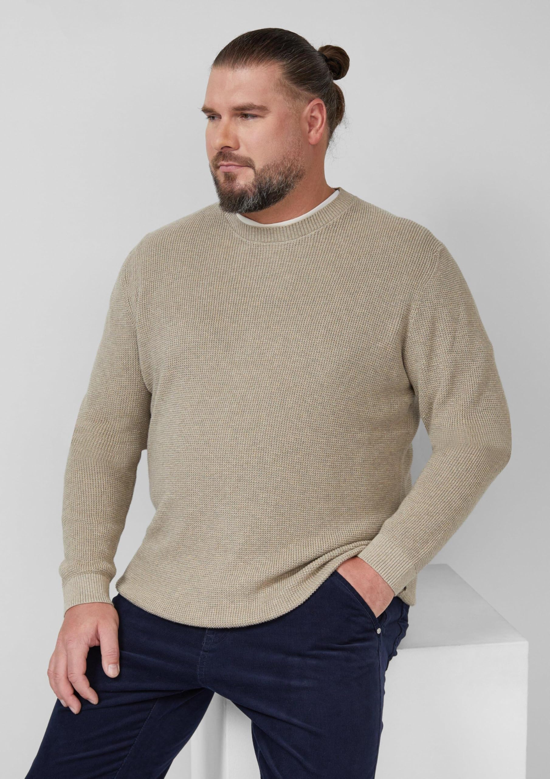 s.Oliver RED LABEL Strickpullover Crew Neck Struktur beige