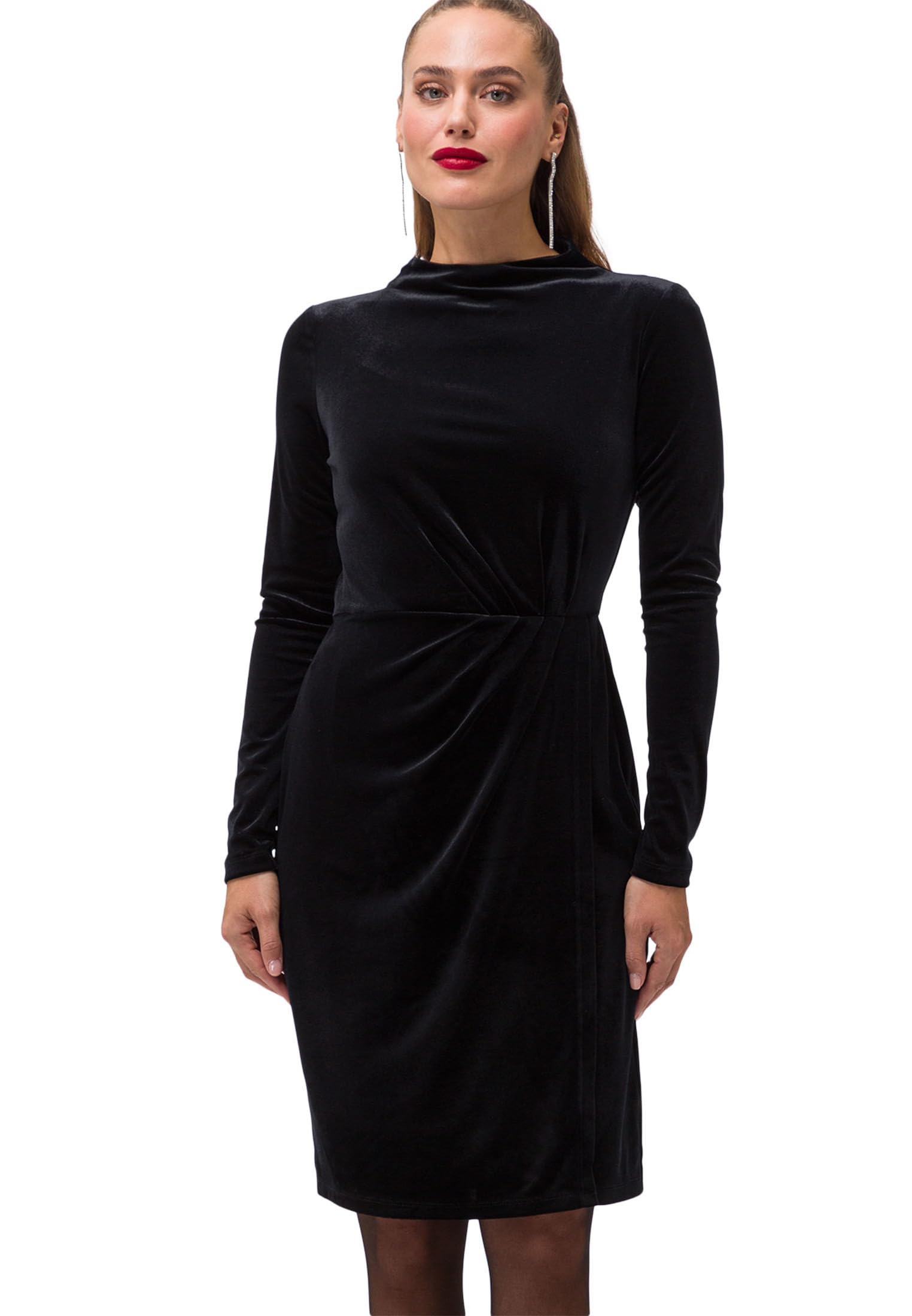 zero Samtkleid mit hohem Kragen Kleid Black Beauty 40
