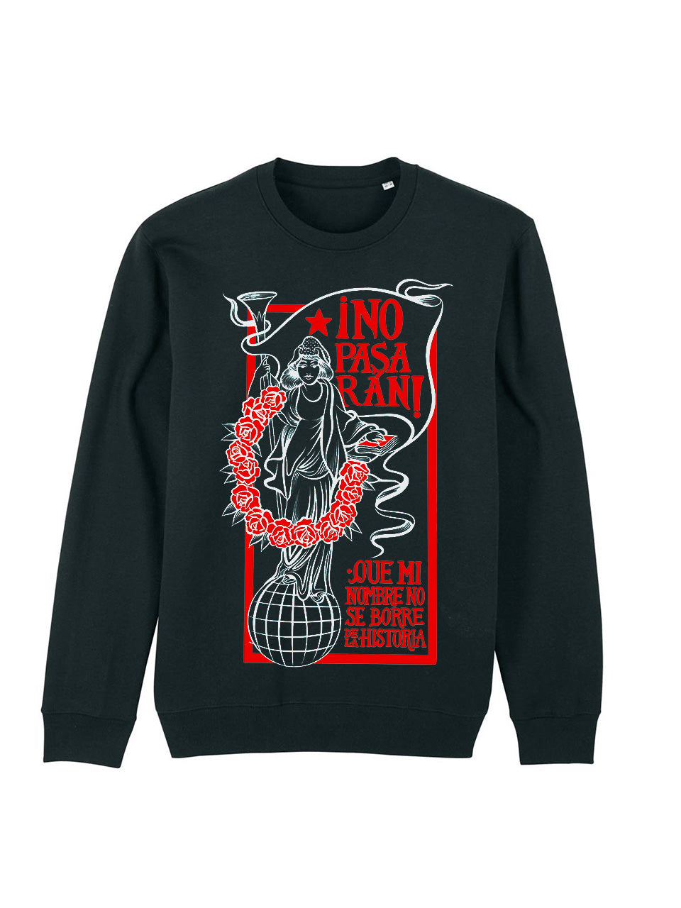 dna merch Las Trece Rosas Rundhalspullover Schwarz aus Baumwolle