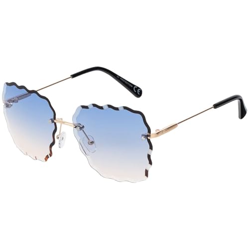 BEZLIT Eckige Damen Sonnenbrille Blau-Weiß UV400
