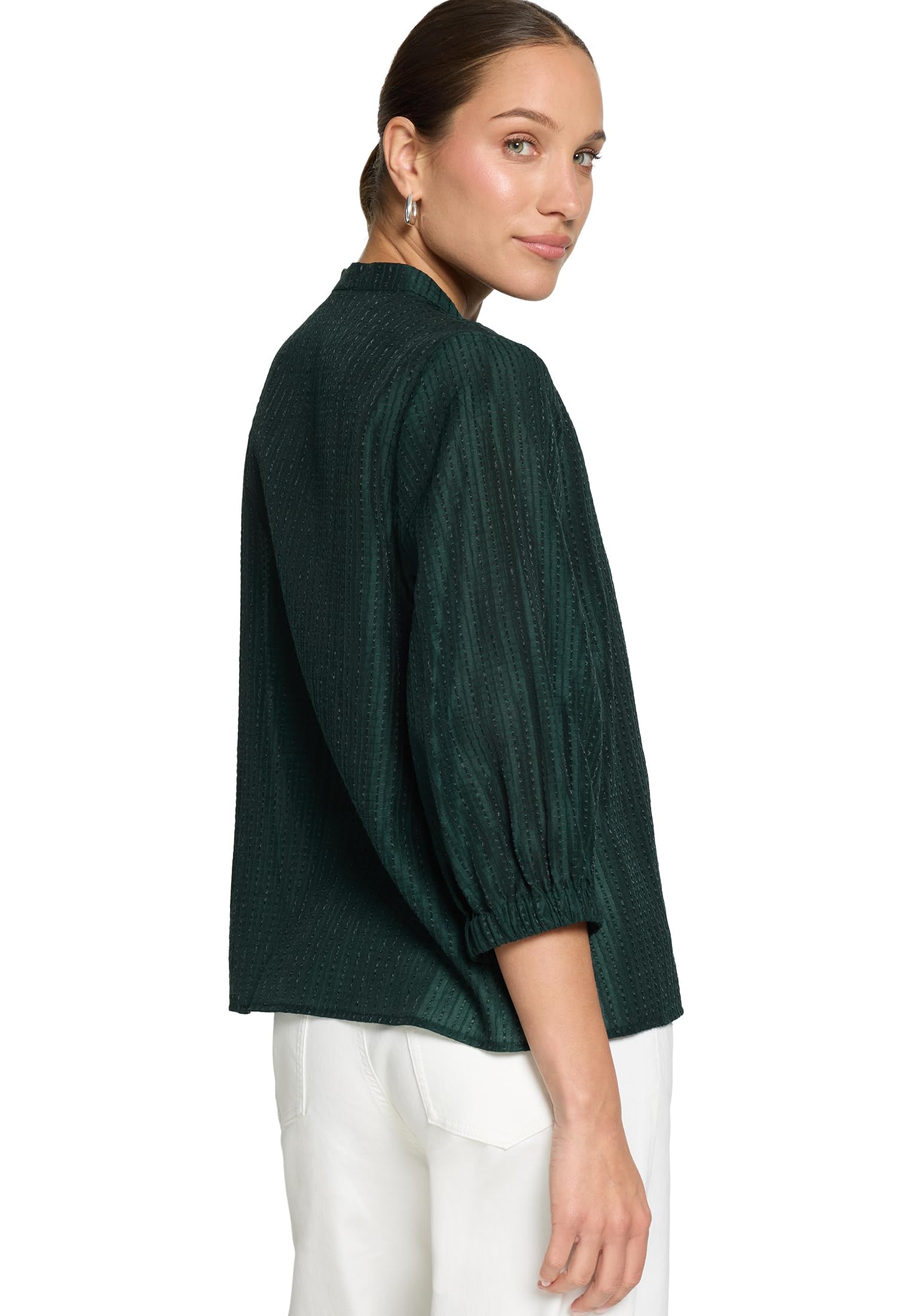 zero Bluse Kurz 3/4 Arm Bluse mit Bindeband Uni