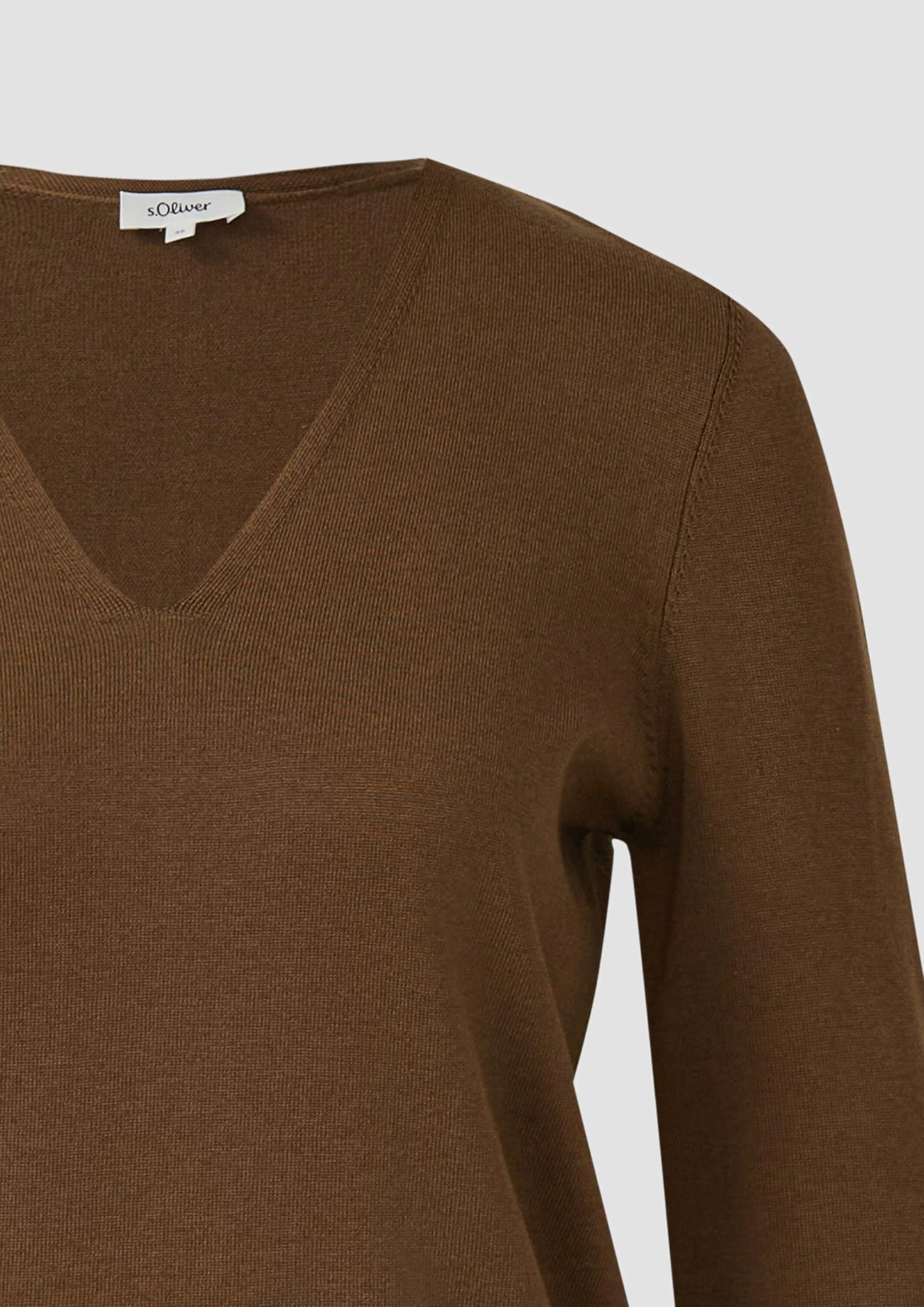 s.Oliver Red Label Feinstrickpullover V-Ausschnitt Rollkante