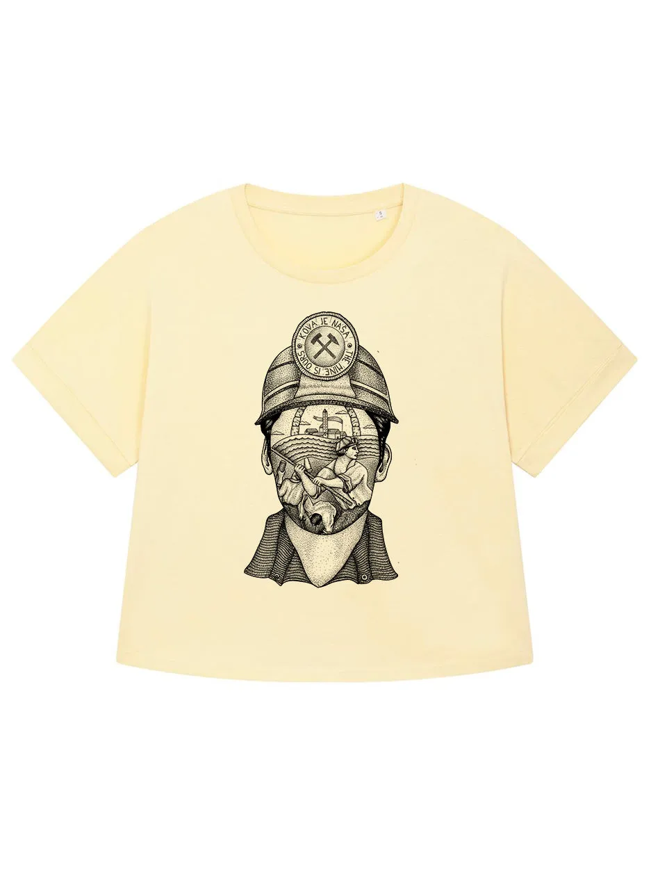 dna merch Die Mine Gehört Uns Labiner Republik 1921 T-Shirt Damen Weiß Oversized