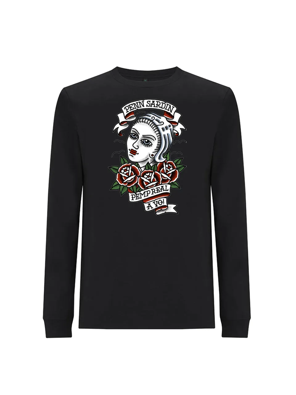 dna merch Penn Sardin Langarmshirt schwarz Damen Geschichte