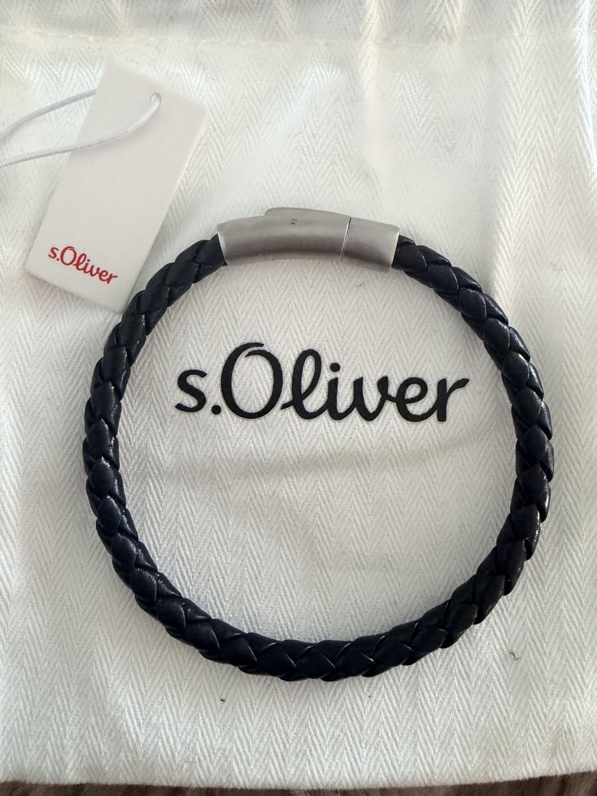 s.Oliver RED LABEL Armband Leder schwarz Edelstahl