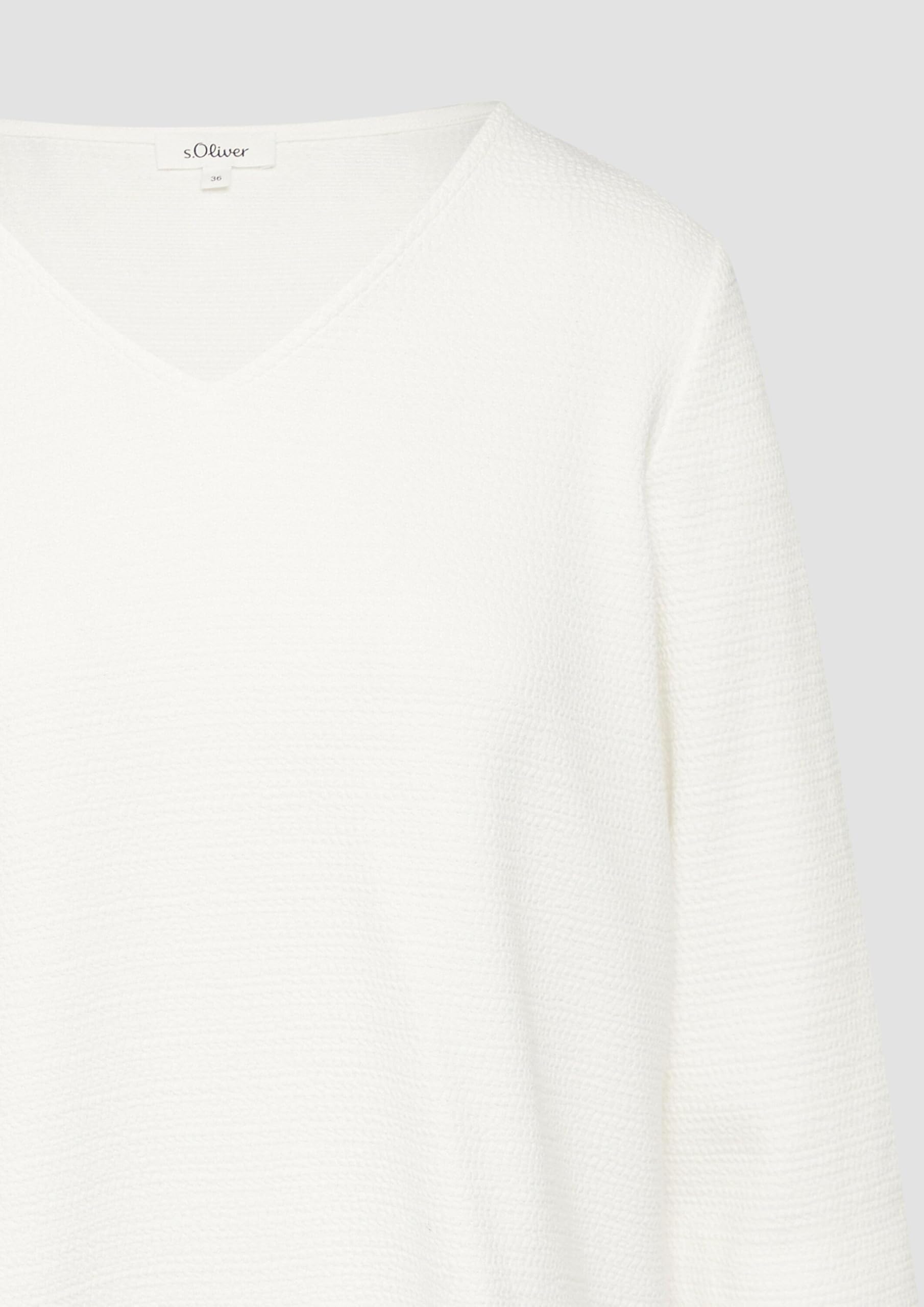 s.Oliver Sweatshirt mit V-Ausschnitt 3/4-Arm Jersey strukturiert