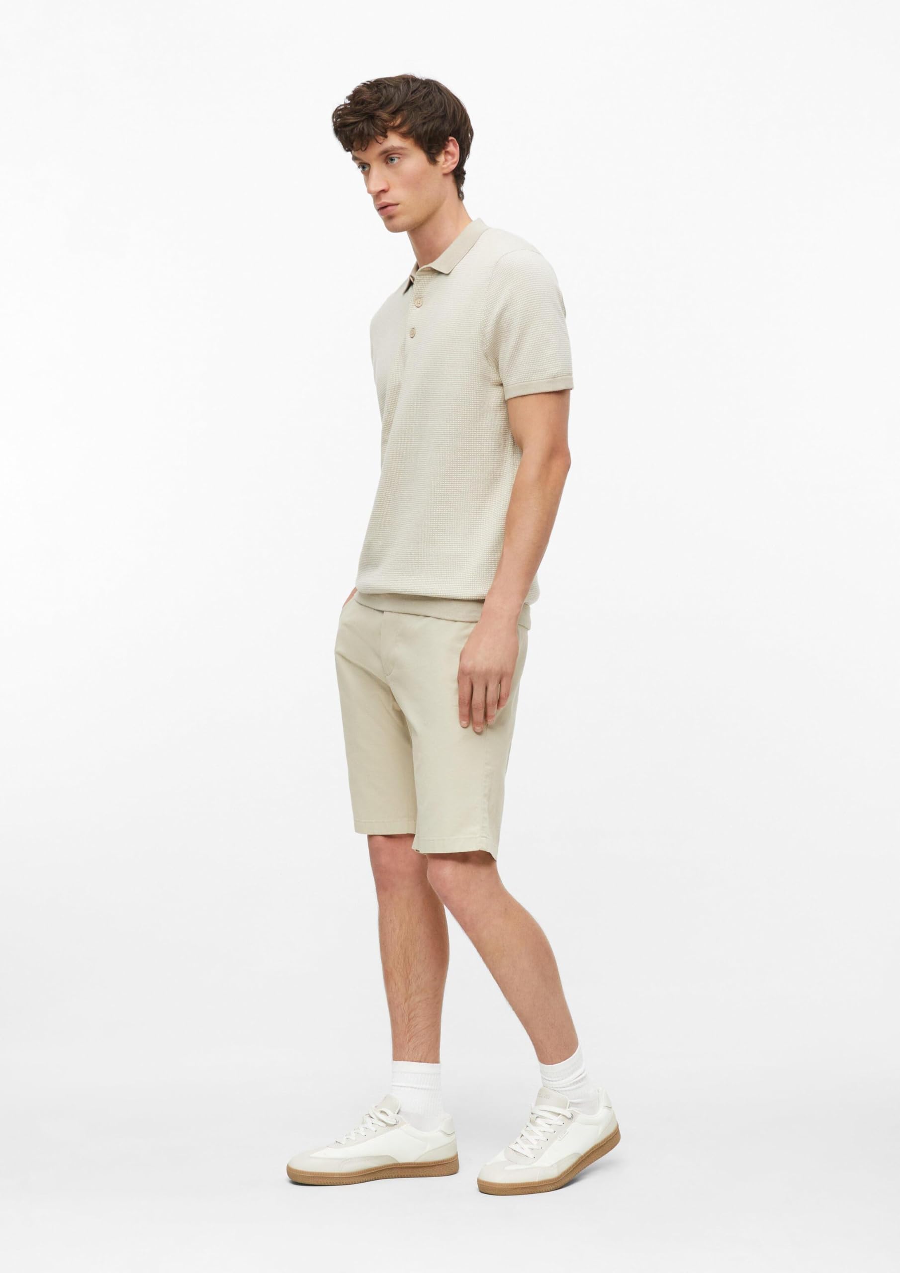 s.Oliver Red Label Strickpolo Damen Baumwolle Beige Zweifarbig