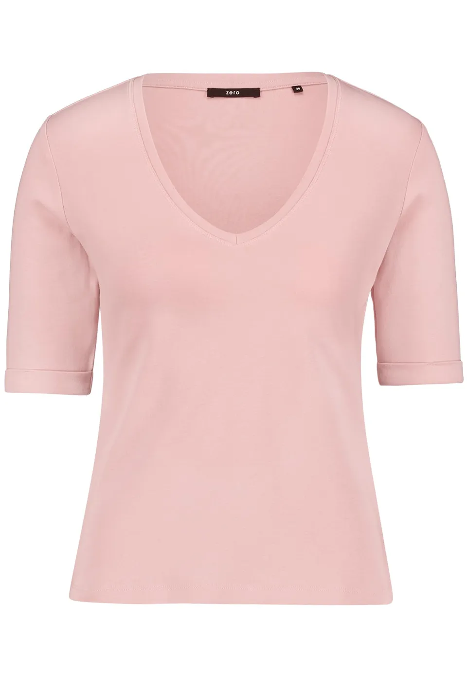 zero Basic Shirt mit V-Ausschnitt Shirt 38 Baumwolle