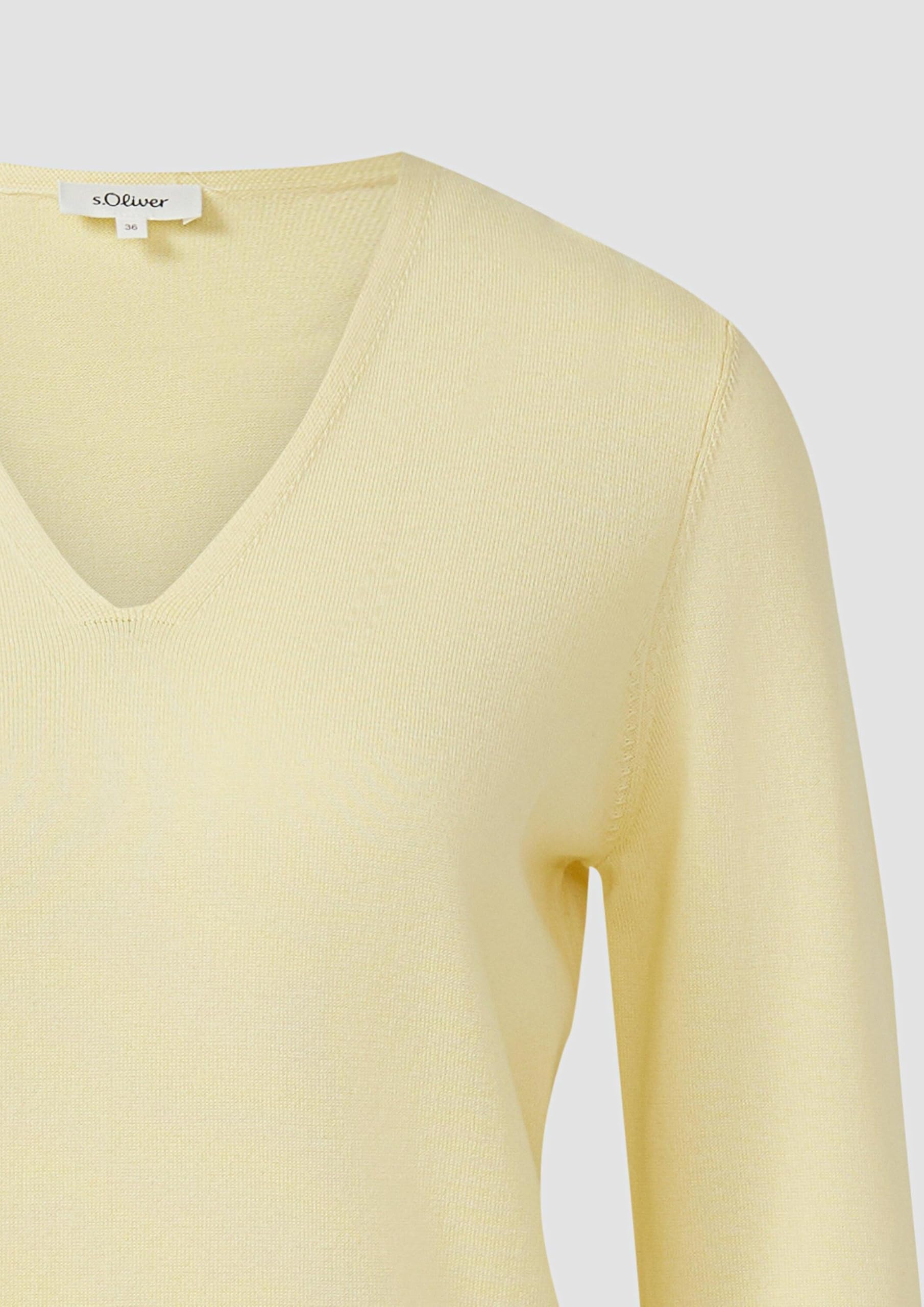 s.Oliver Red Label Feinstrickpullover gelb V-Ausschnitt