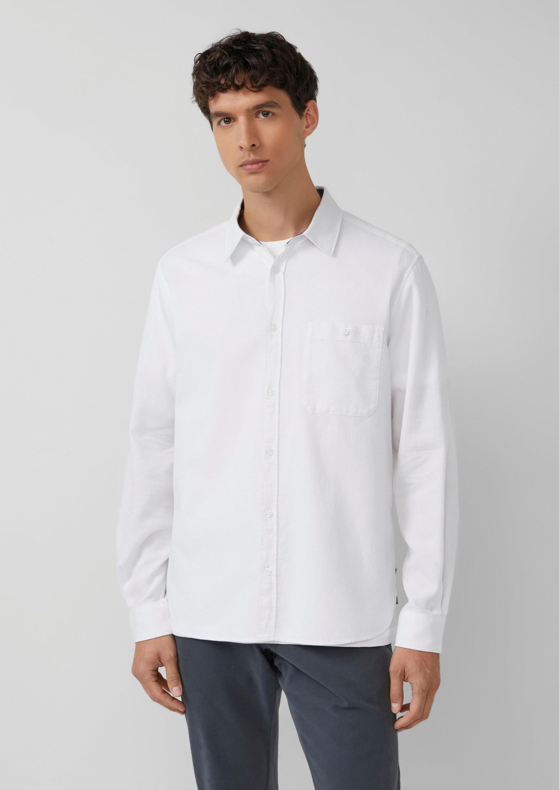 s.Oliver Red Label Hemd M weiß Regular Fit Baumwolle