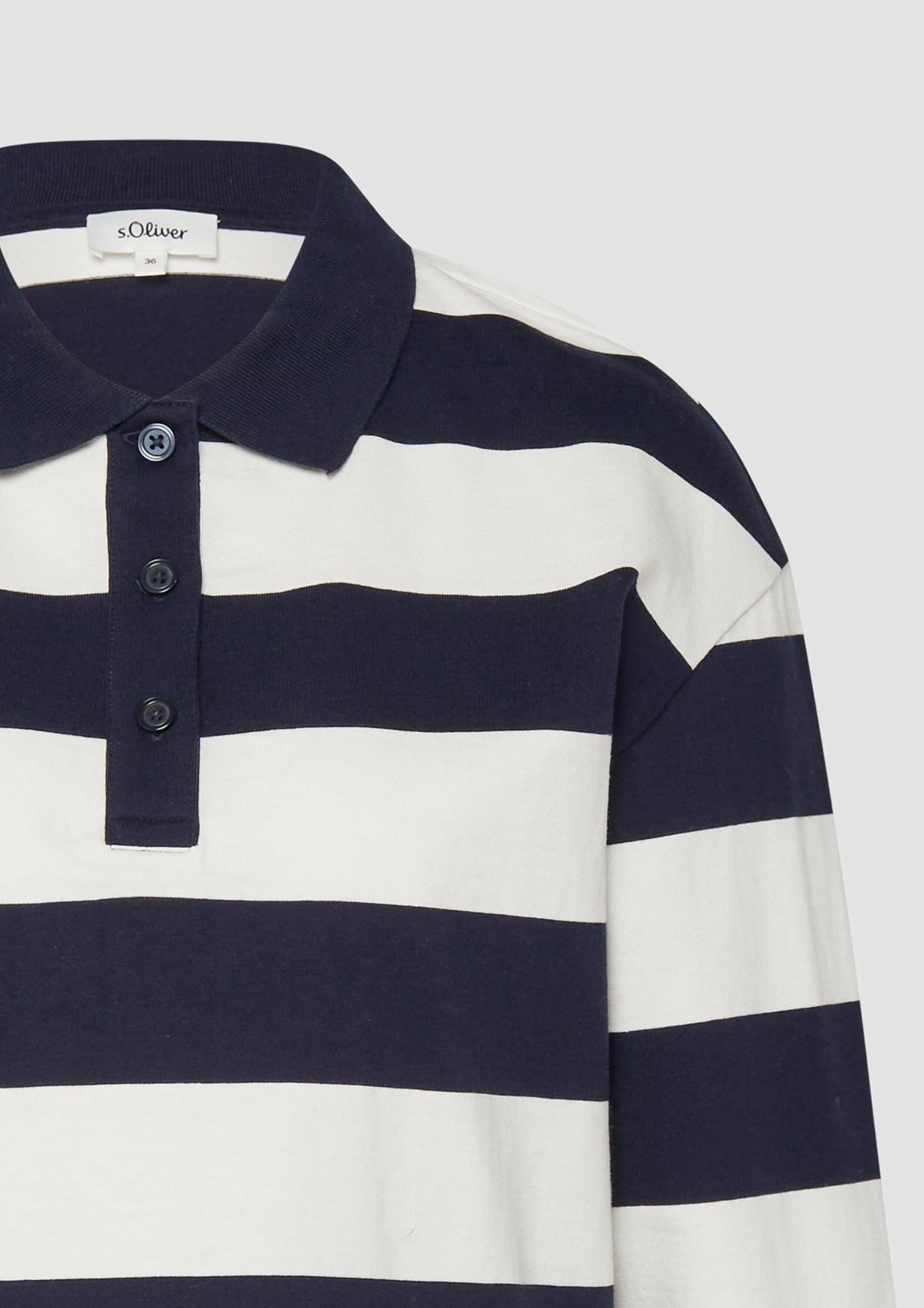 s.Oliver RED LABEL Streifen-Sweatshirt Polokragen navy Gr 34