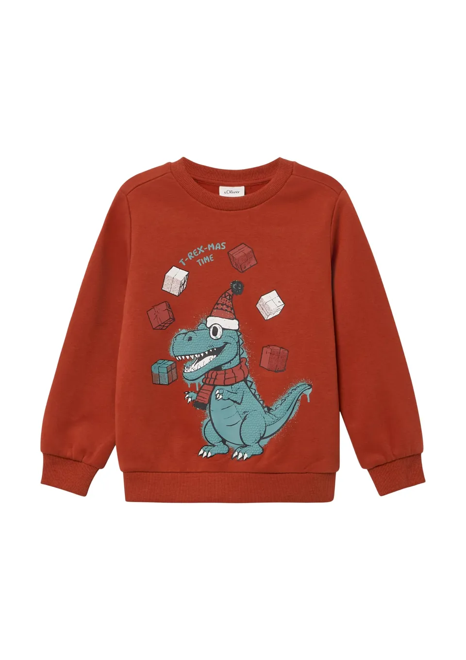 s.Oliver Junior Sweatshirt X-Mas-Frontprint rot 104-110 kuschelig