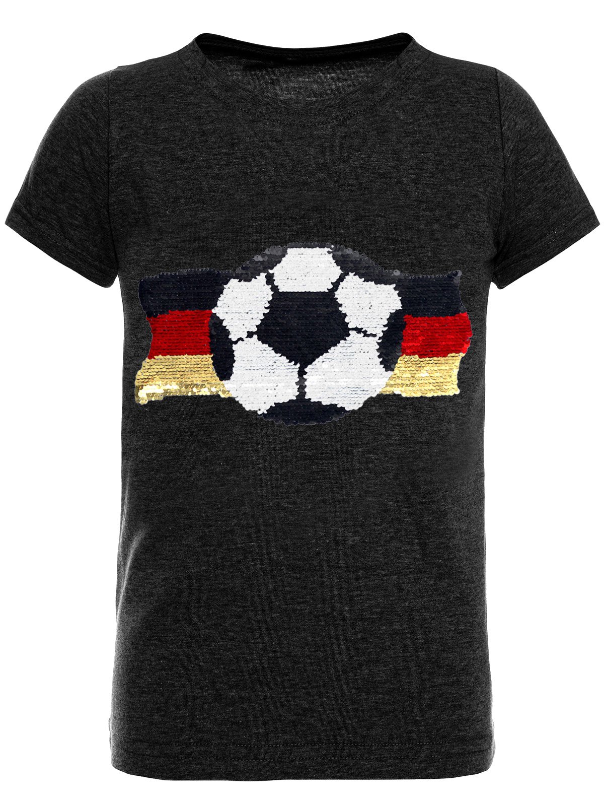 BEZLIT Wende-Pailletten T-Shirt Fußball Schwarz Baumwolle