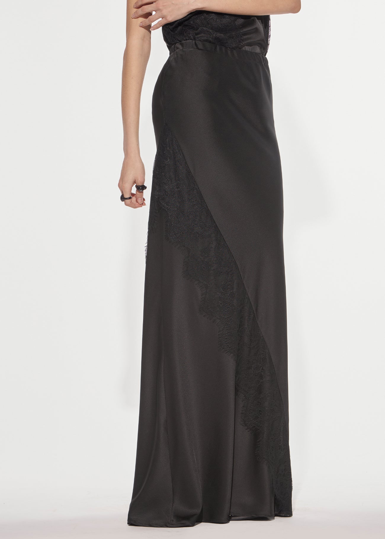 Denny Rose Sirena Rock lang schwarz Satin Spitze