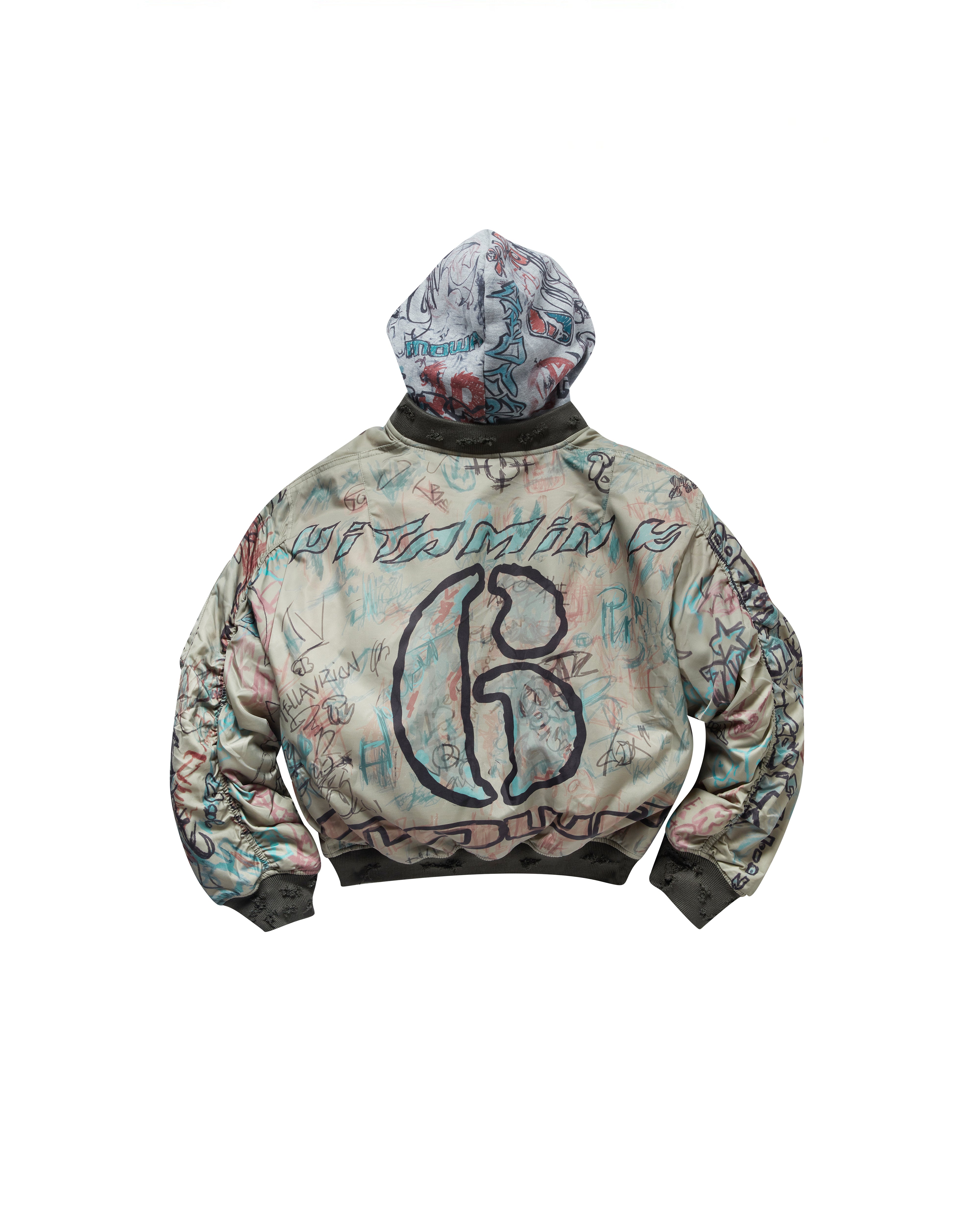 Mowalola Graffiti Bomber Bomberjacke Nylon cropped orange