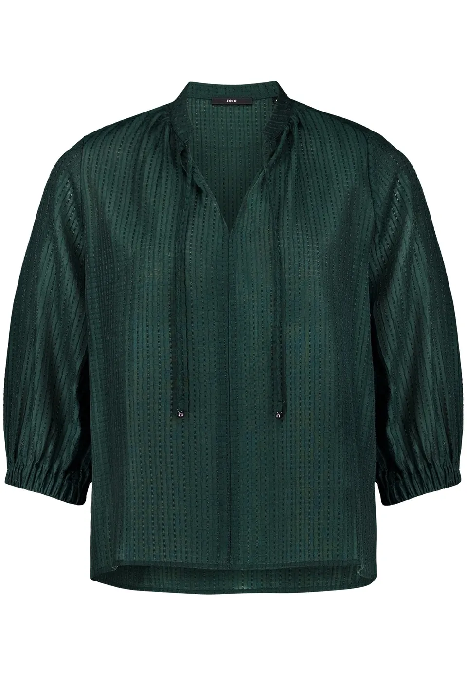 zero Bluse Kurz 3/4 Arm Bluse mit Bindeband Uni