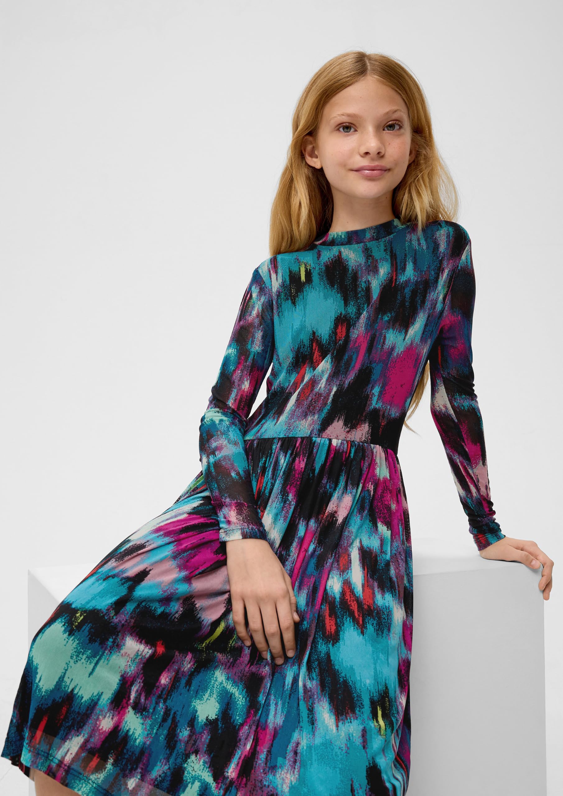 s.Oliver Junior Volantkleid Mesh Schwarz 146