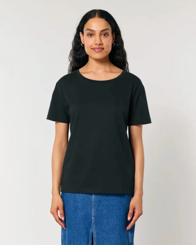 dna merch Femme Fitted T-Shirt Damen schwarz Biobaumwolle