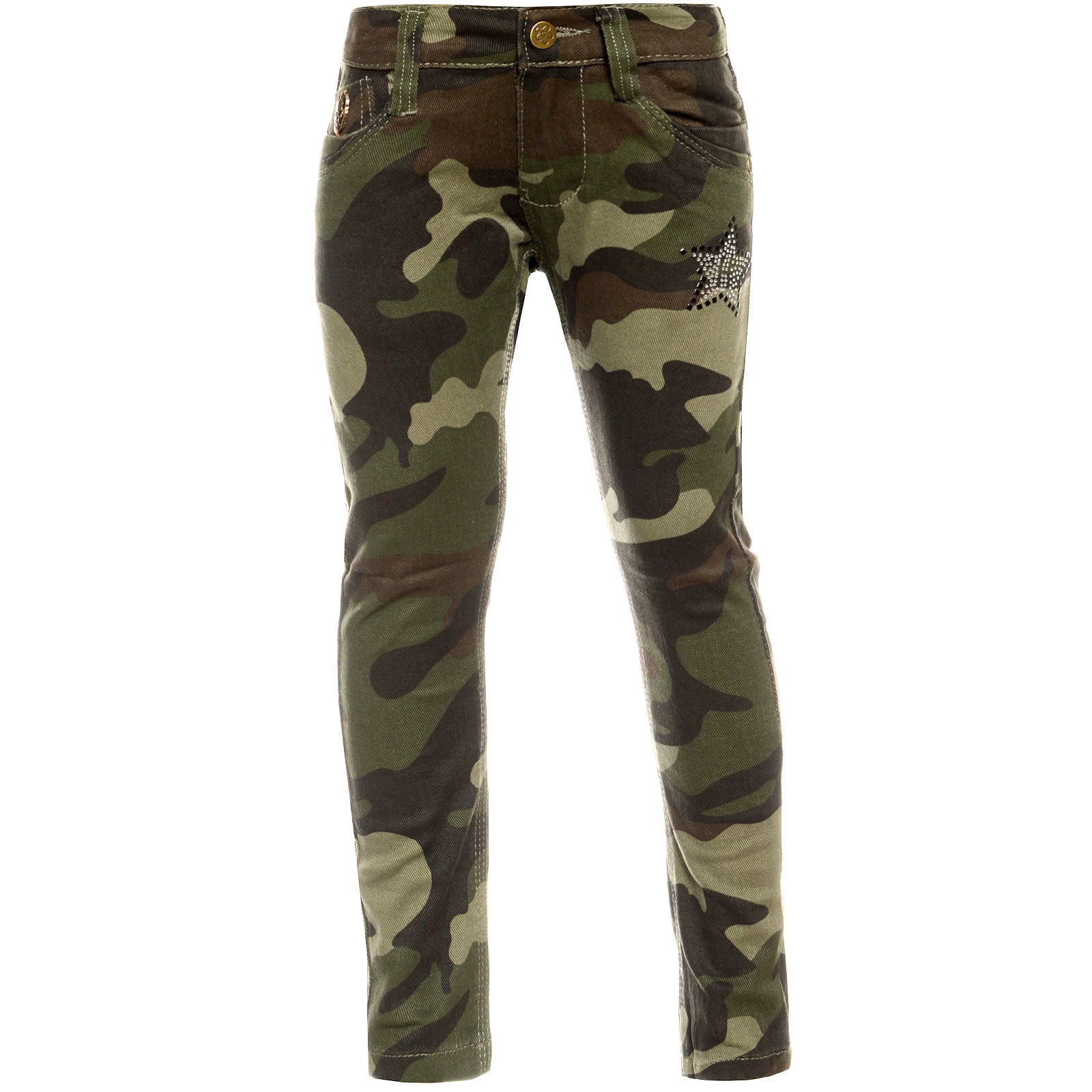 BEZLIT 21878 Mädchen Chino Hose Braun Camouflage Stretch