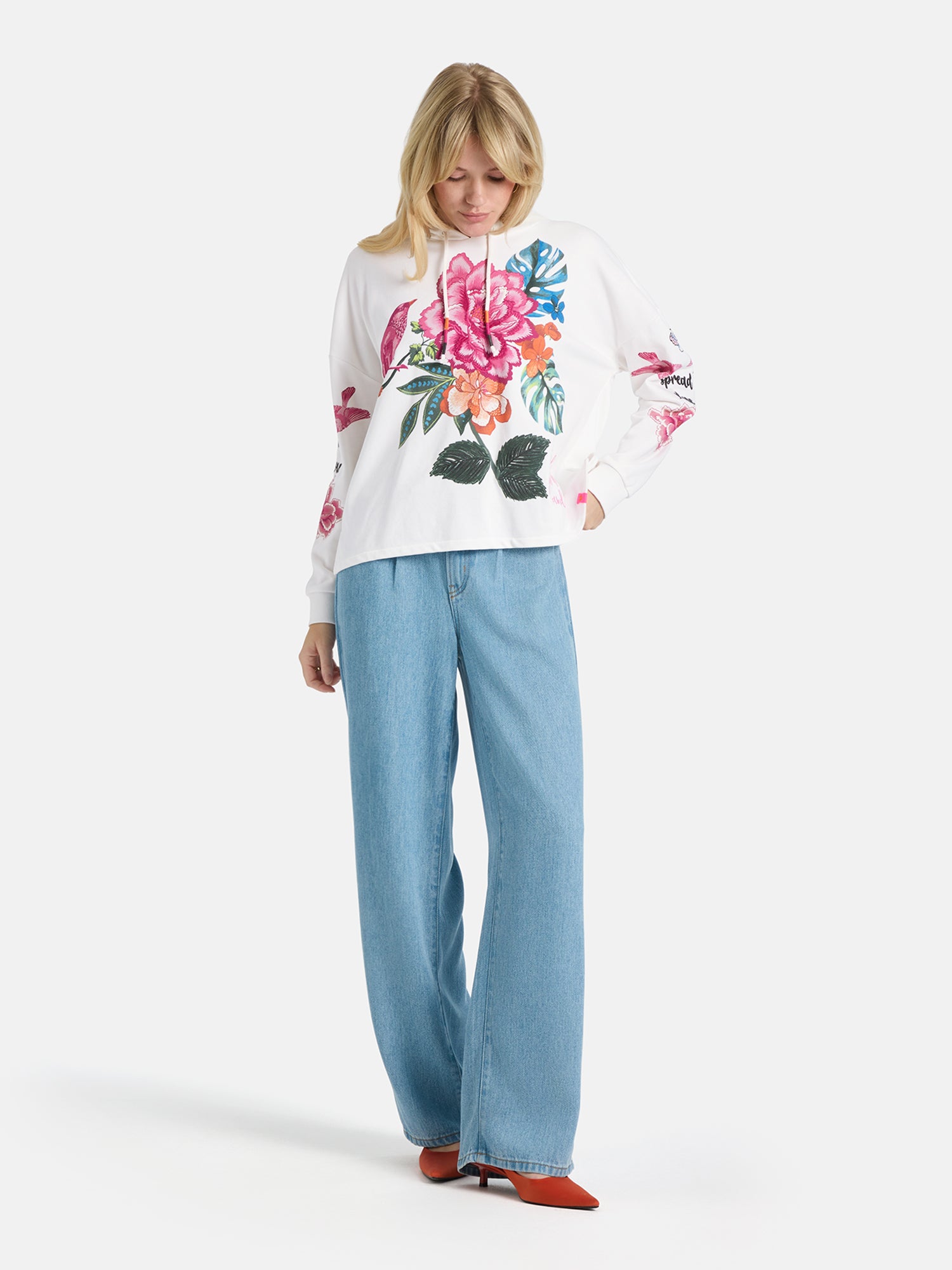Lieblingsstück MioL Hoodie offwhite mit Motiv Baumwolle