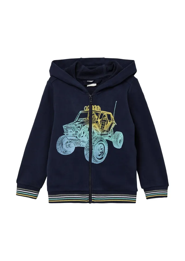 s.Oliver RED LABEL Kapuzen-Sweatjacke Frontprint Hoodie