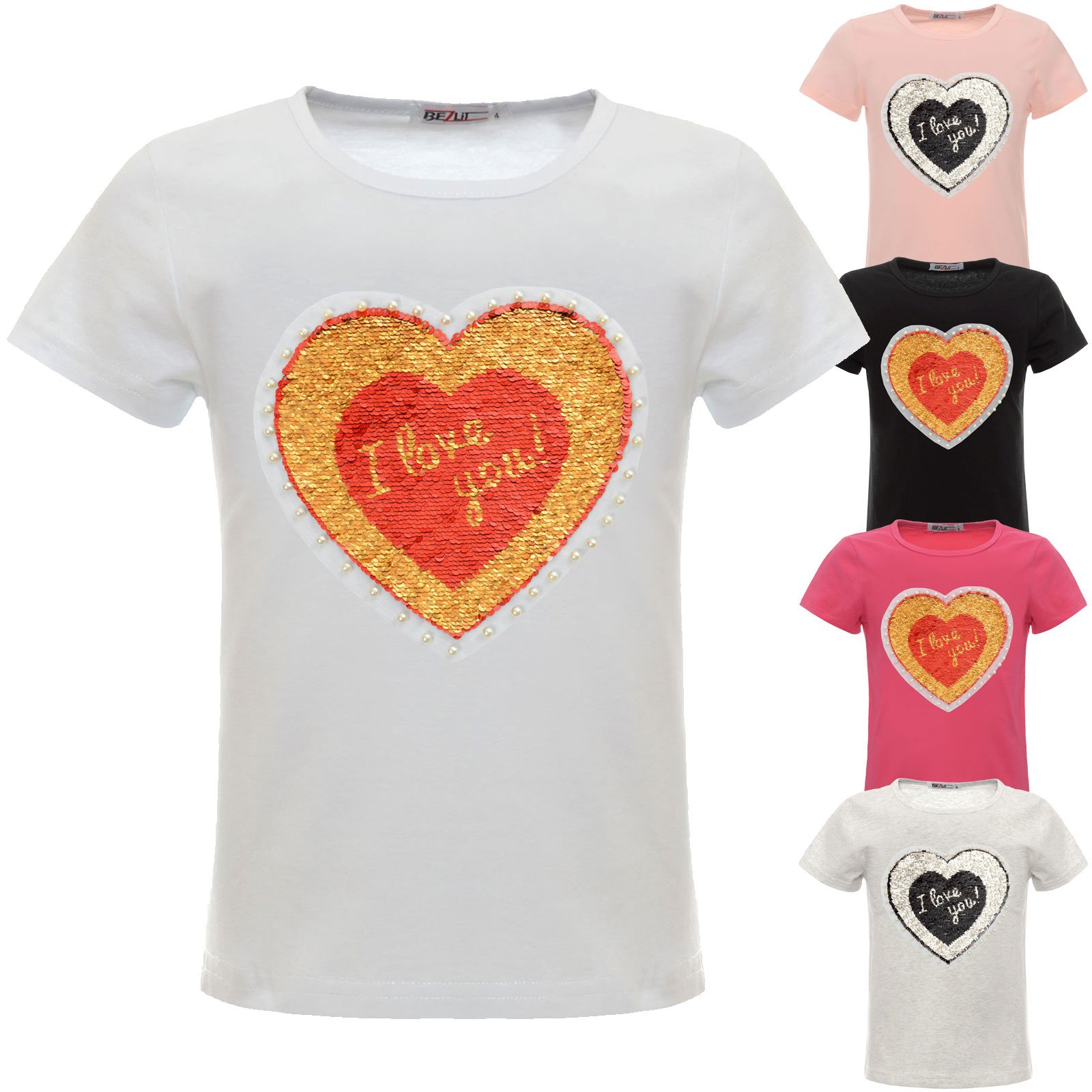 BEZLIT Herz Wendepailletten T-Shirt Grau 152