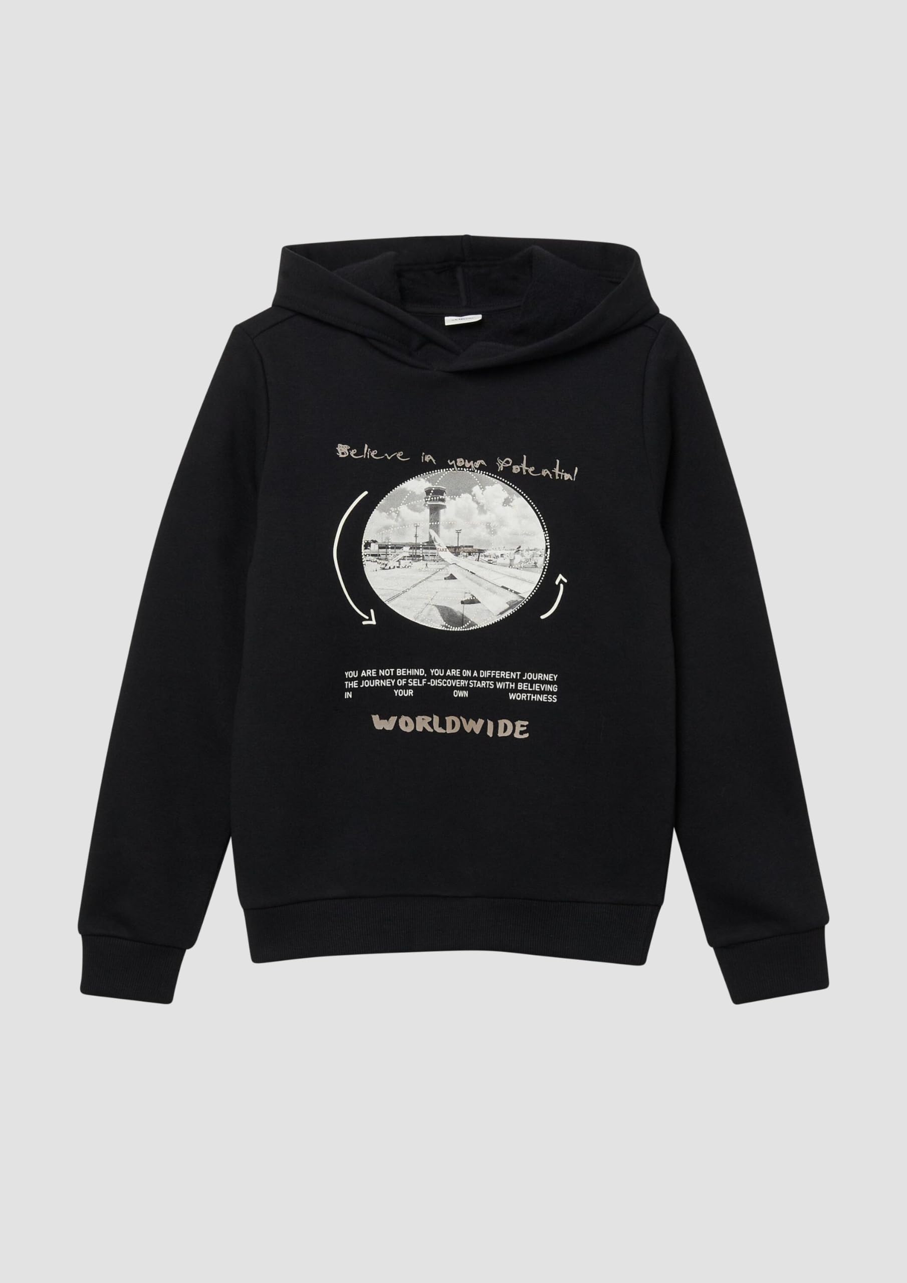 s.Oliver RED LABEL Hoodie Frontprint 170-176 schwarz Kapuze
