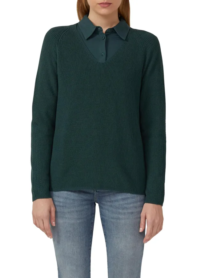 s.Oliver Junior Strickpullover V-Ausschnitt schwarz Baumwolle