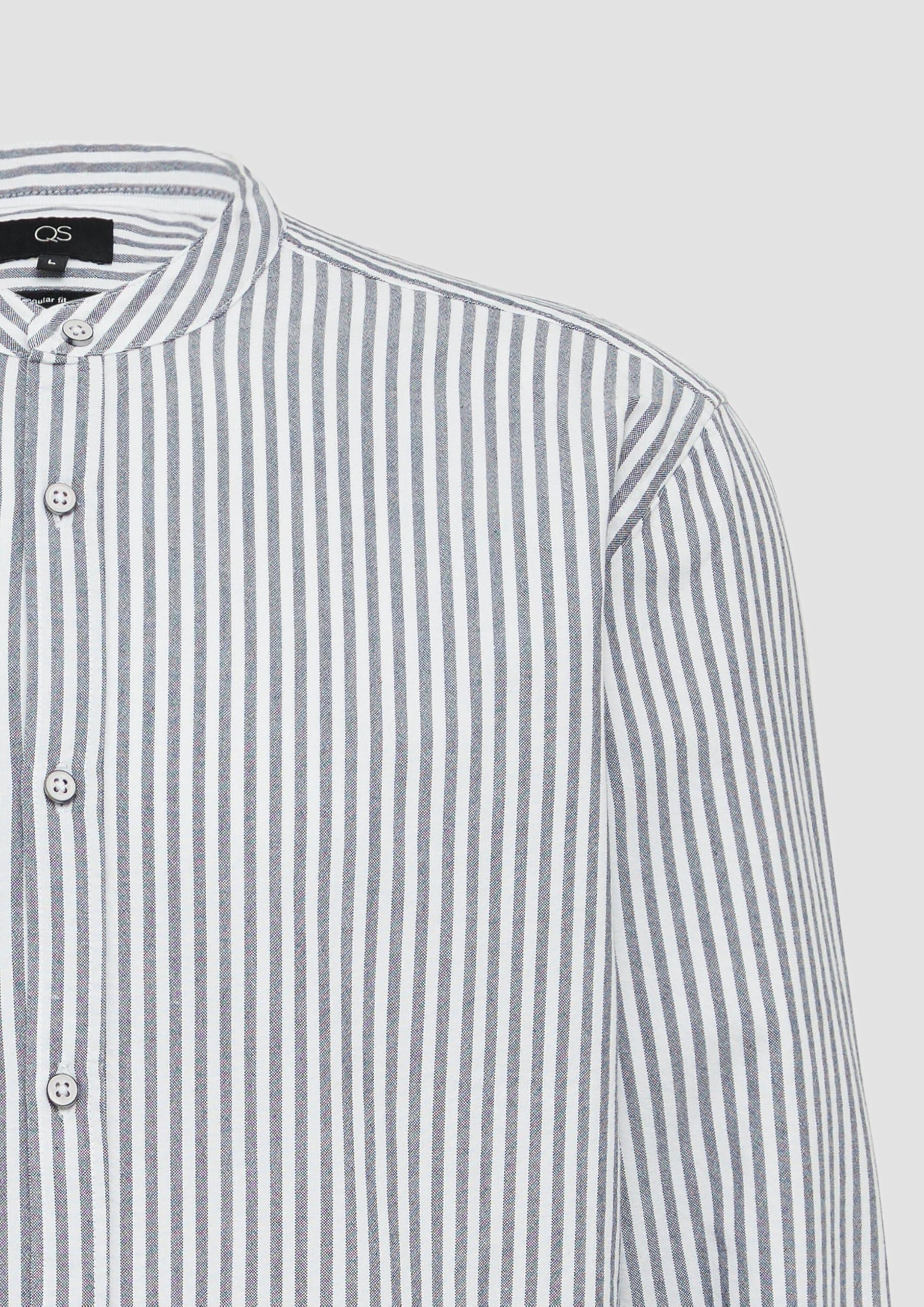 s.Oliver QS Stehkragenhemd Herren Oxford gestreift