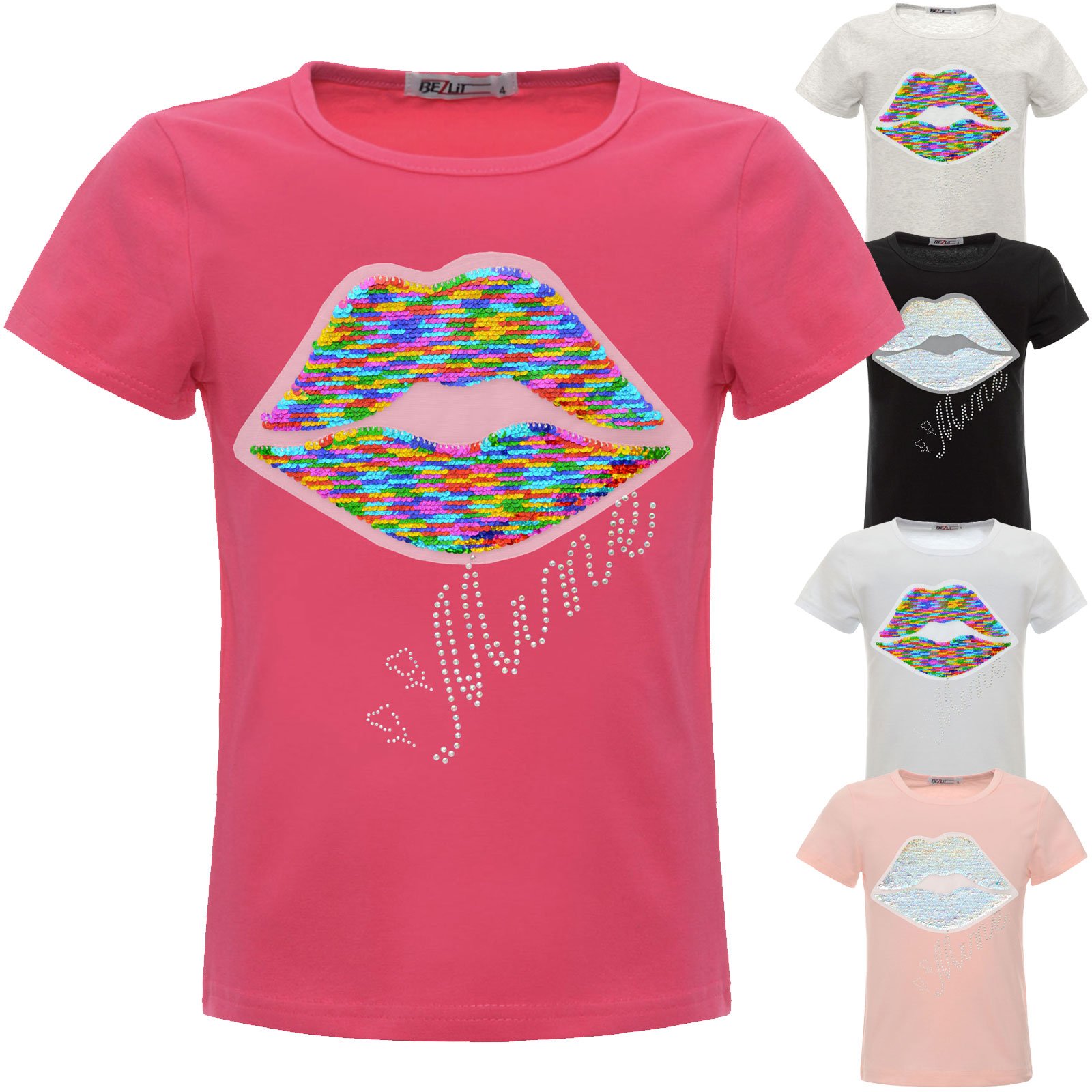 BEZLIT Herz Wendepailletten T-Shirt Grau 152