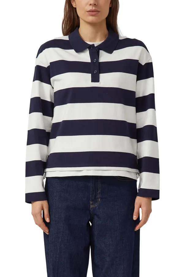 s.Oliver RED LABEL Streifen-Sweatshirt Polokragen navy Gr 34