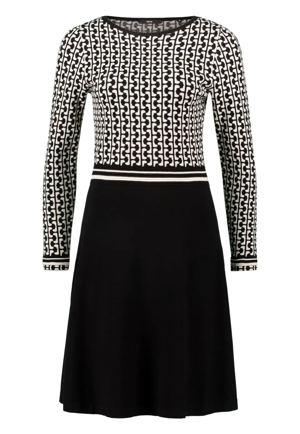 zero Strickkleid grafisches Muster 40 BlackCream midi
