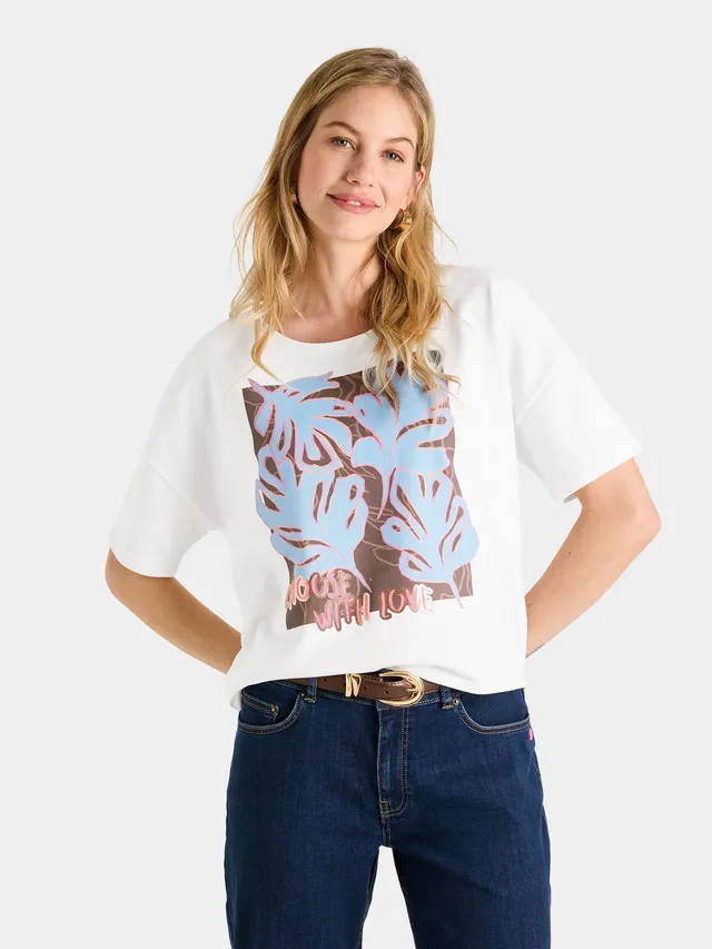 Lieblingsstück ElvaL T-Shirt offwhite Baumwollmix Print