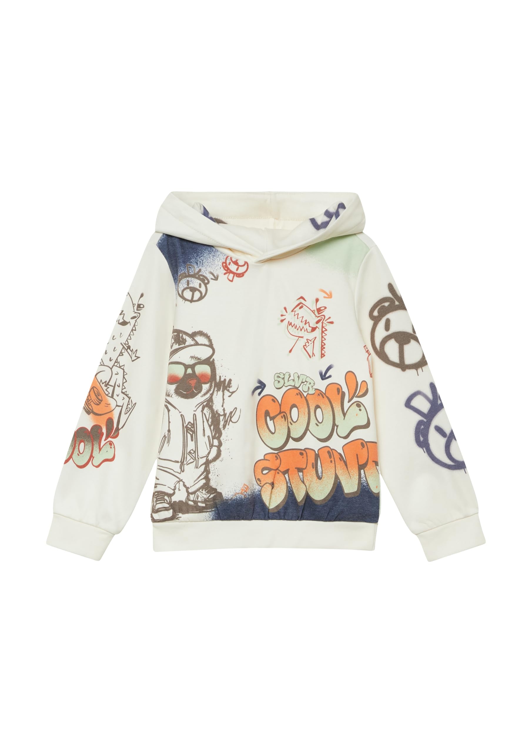 s.Oliver RED LABEL Hoodie Graffiti-Print braun creme weich