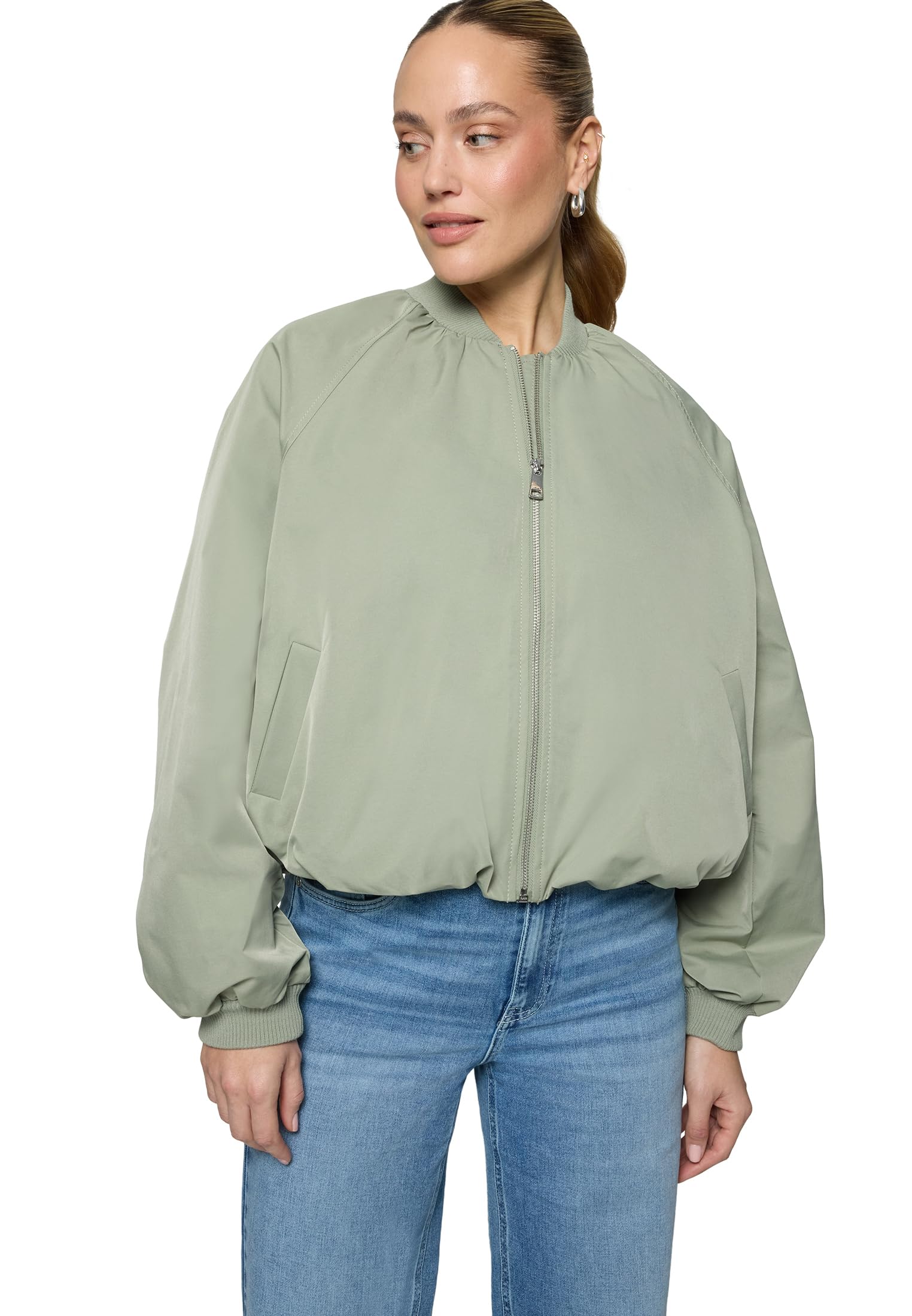 zero Bomberjacke mit Reißverschluss Jacke 40 Silver Sage