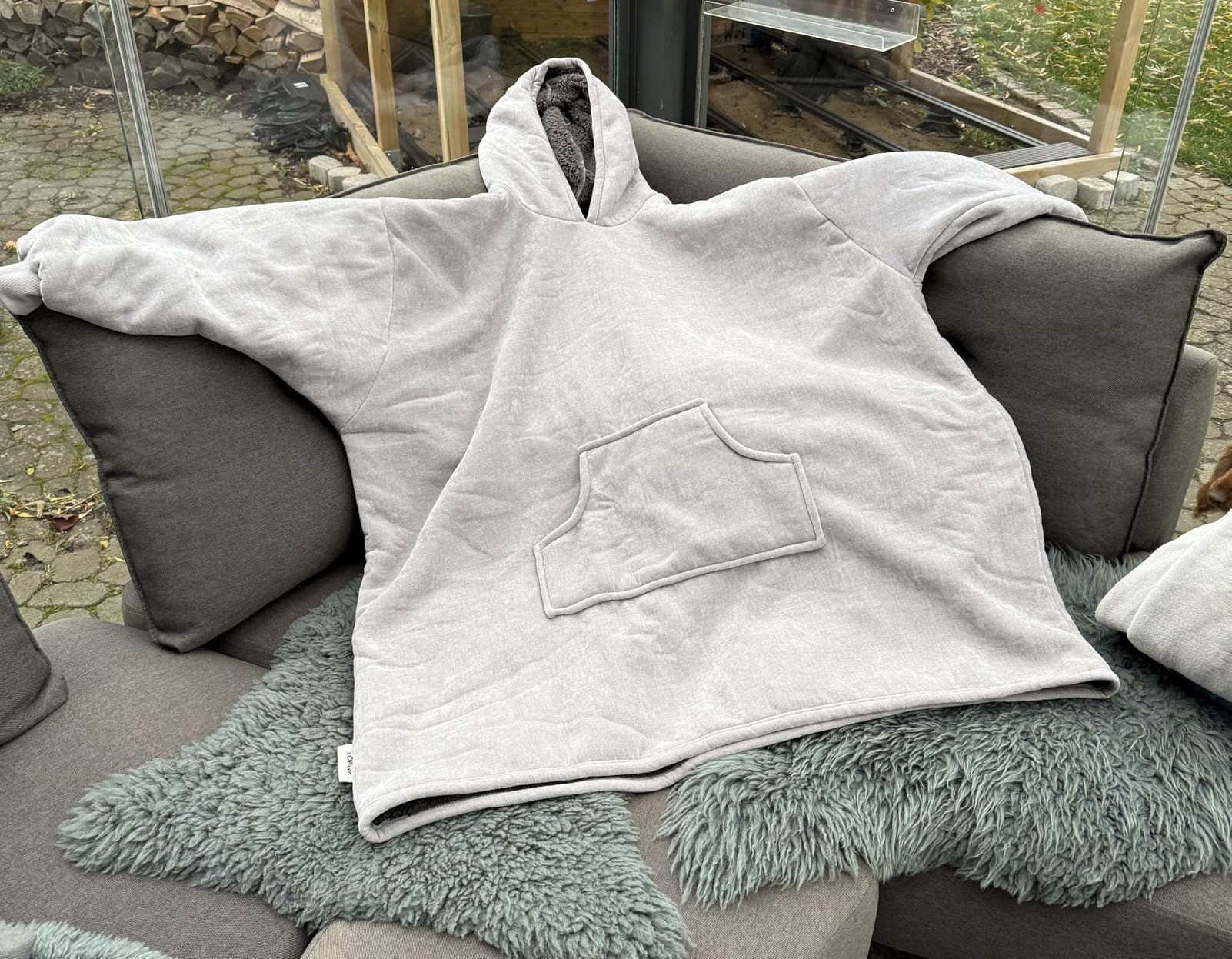 s.Oliver Lounge Hoodie Polyesterflausch grau Einheitsgröße