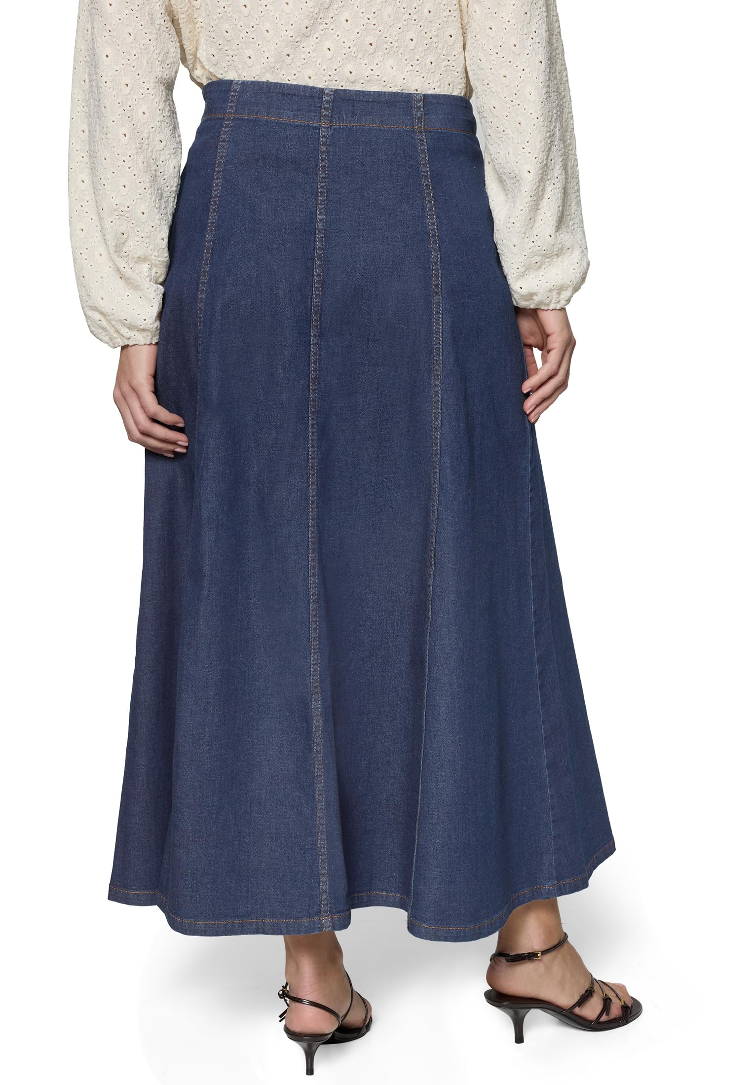 zero Jeansrock Maxi A-Linie Damenrock 40 Dark Blue Denim lang