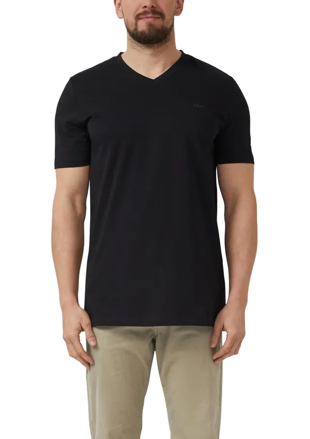 s.Oliver Junior T-Shirt V-Neck Logo schwarz Tall Size