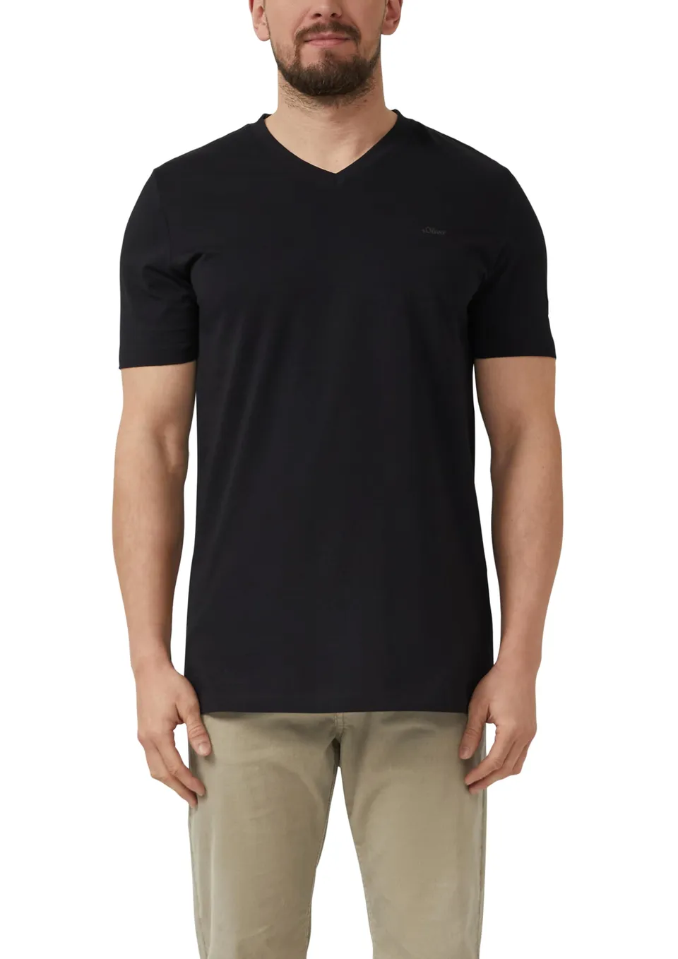 s.Oliver Junior T-Shirt V-Neck Logo schwarz Tall Size