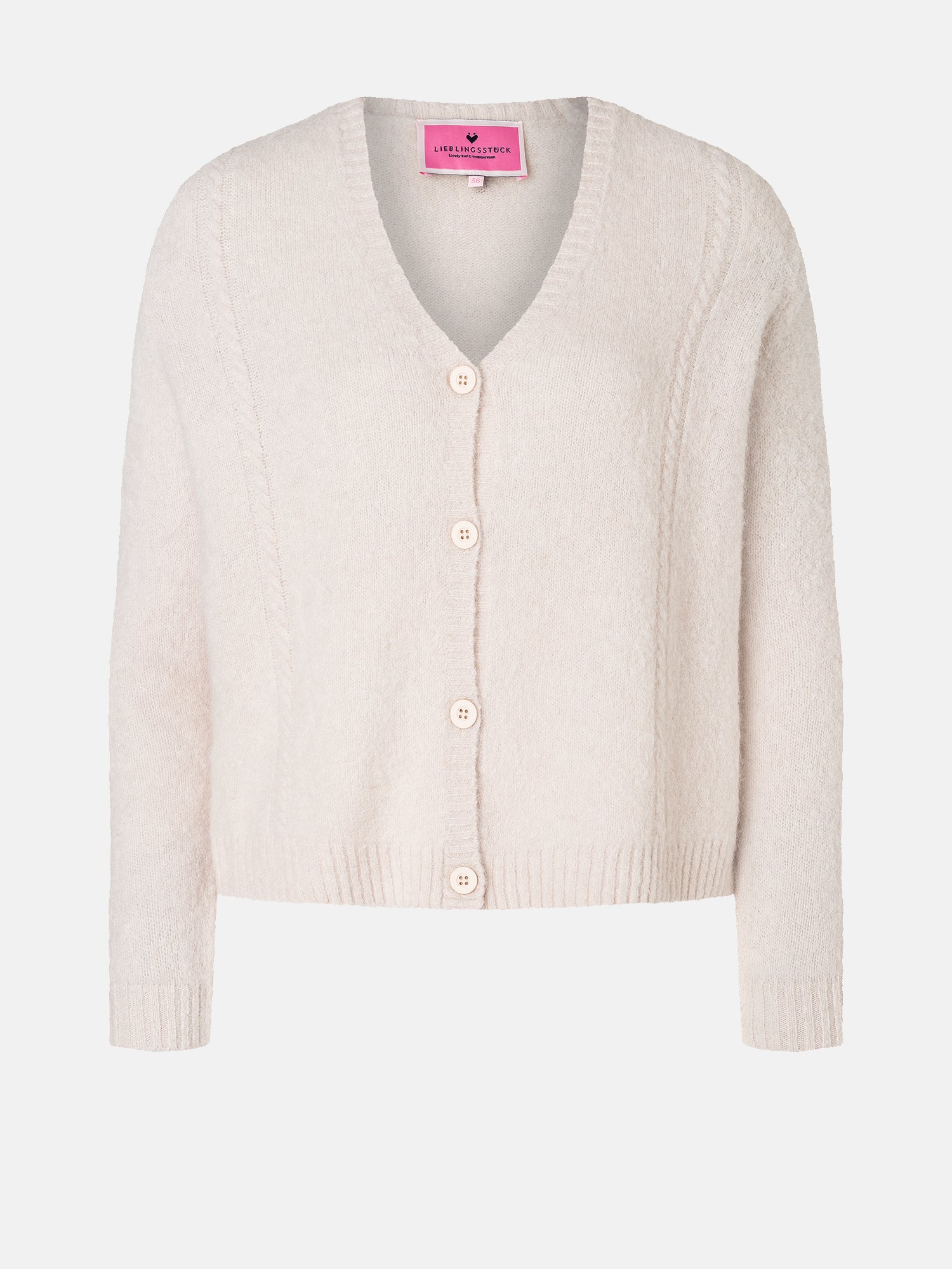 Lieblingsstück HenjaL Strickjacke beige Zopf Wollmix